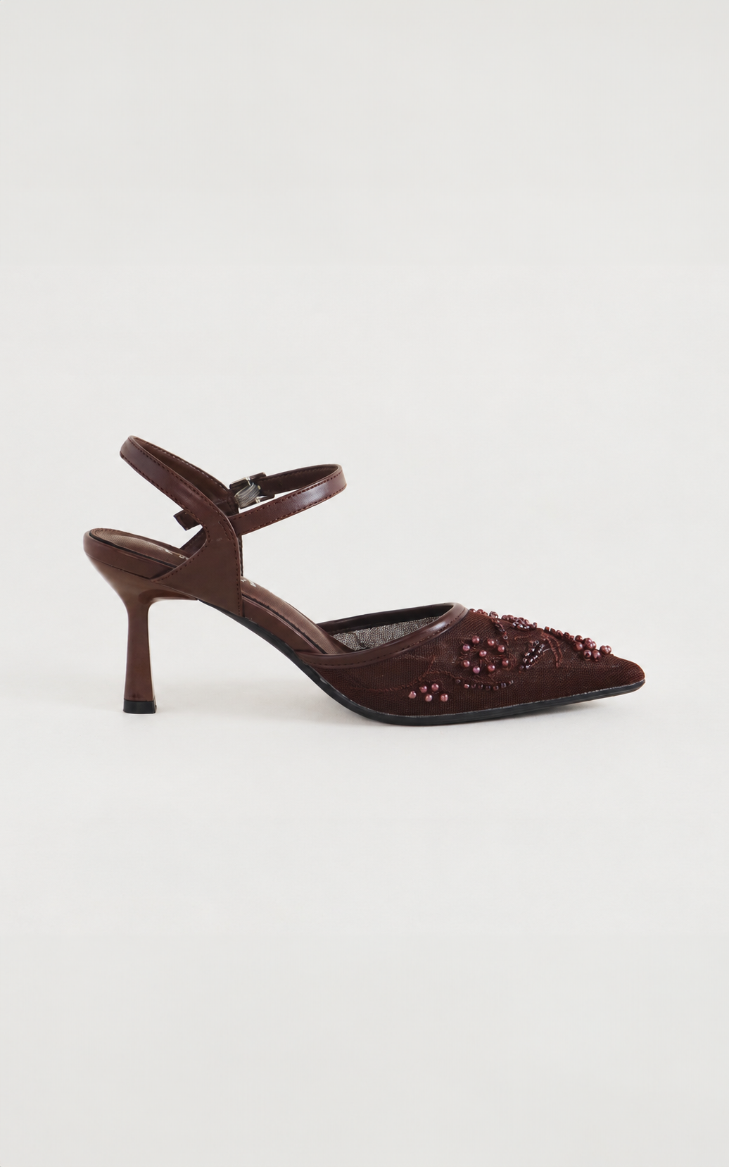 Matilda Heels - Chocolate Brown Floral Bead