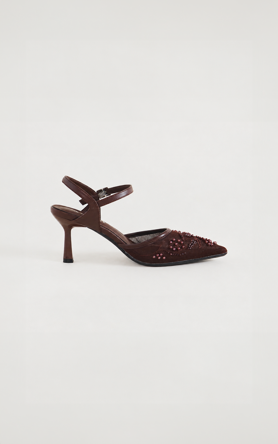 Matilda Heels - Chocolate Brown Floral Bead