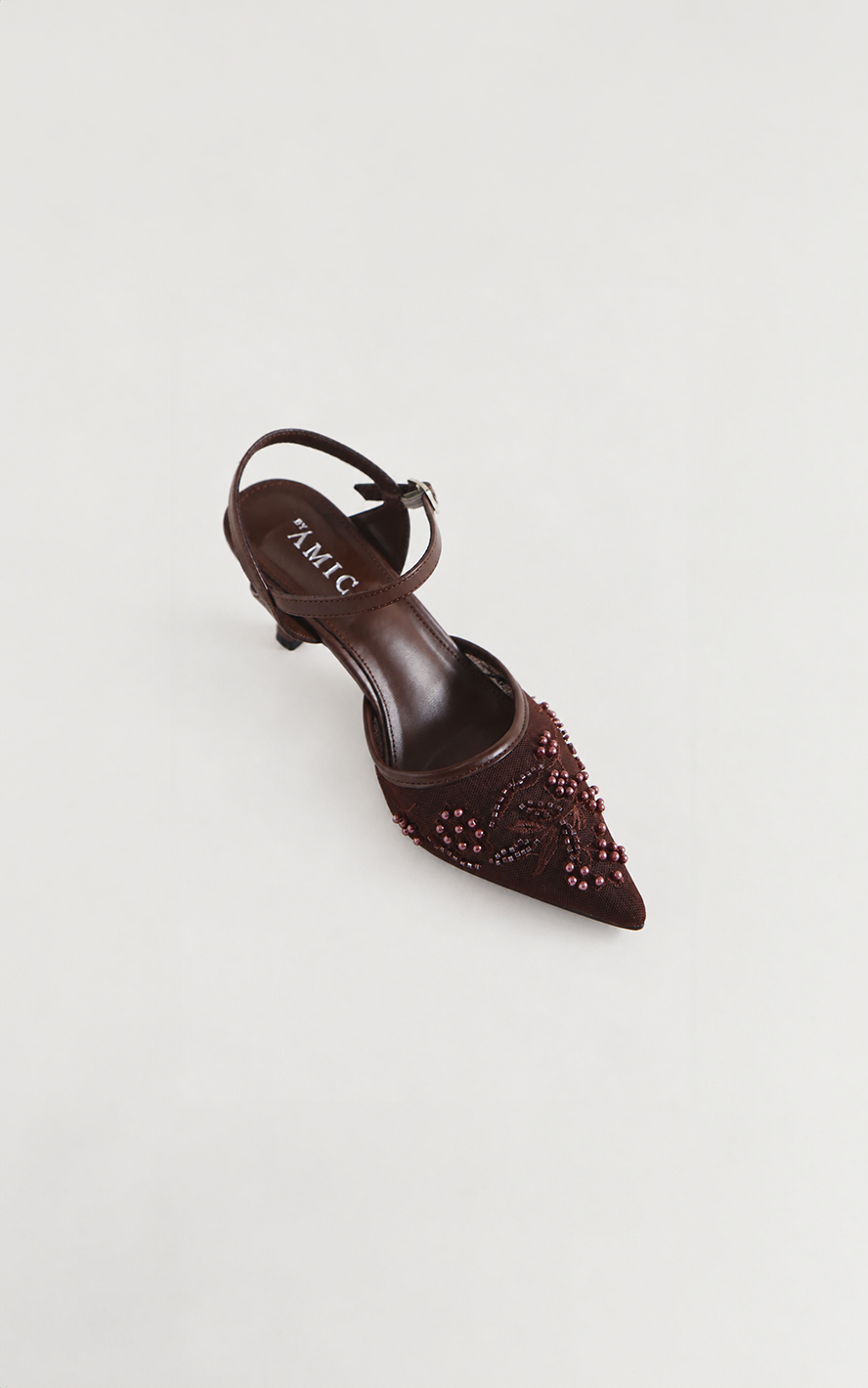 Matilda Heels - Chocolate Brown Floral Bead