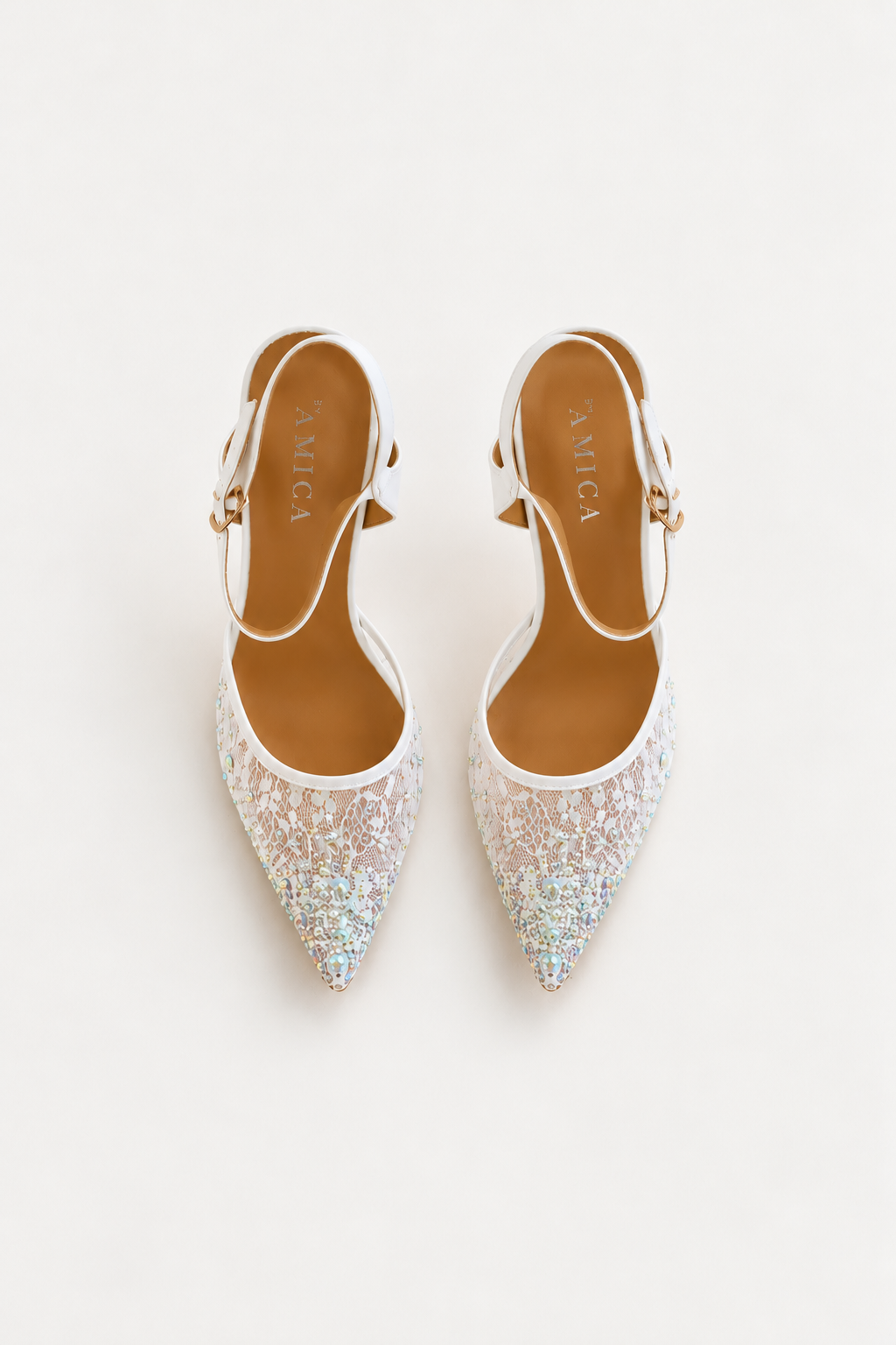 Matilda Heels - White Iridescent Rhinestone