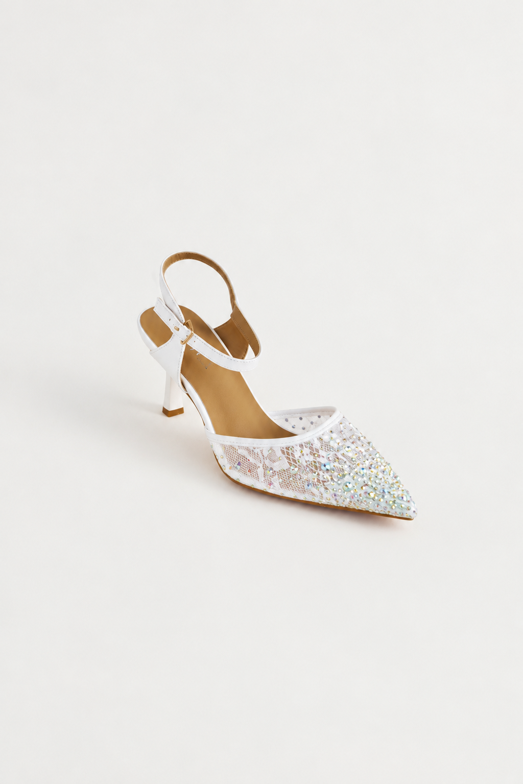 Matilda Heels - White Iridescent Rhinestone