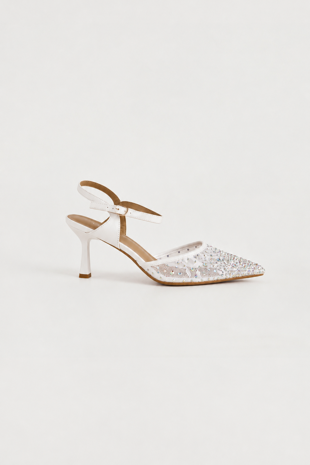 Matilda Heels - White Iridescent Rhinestone