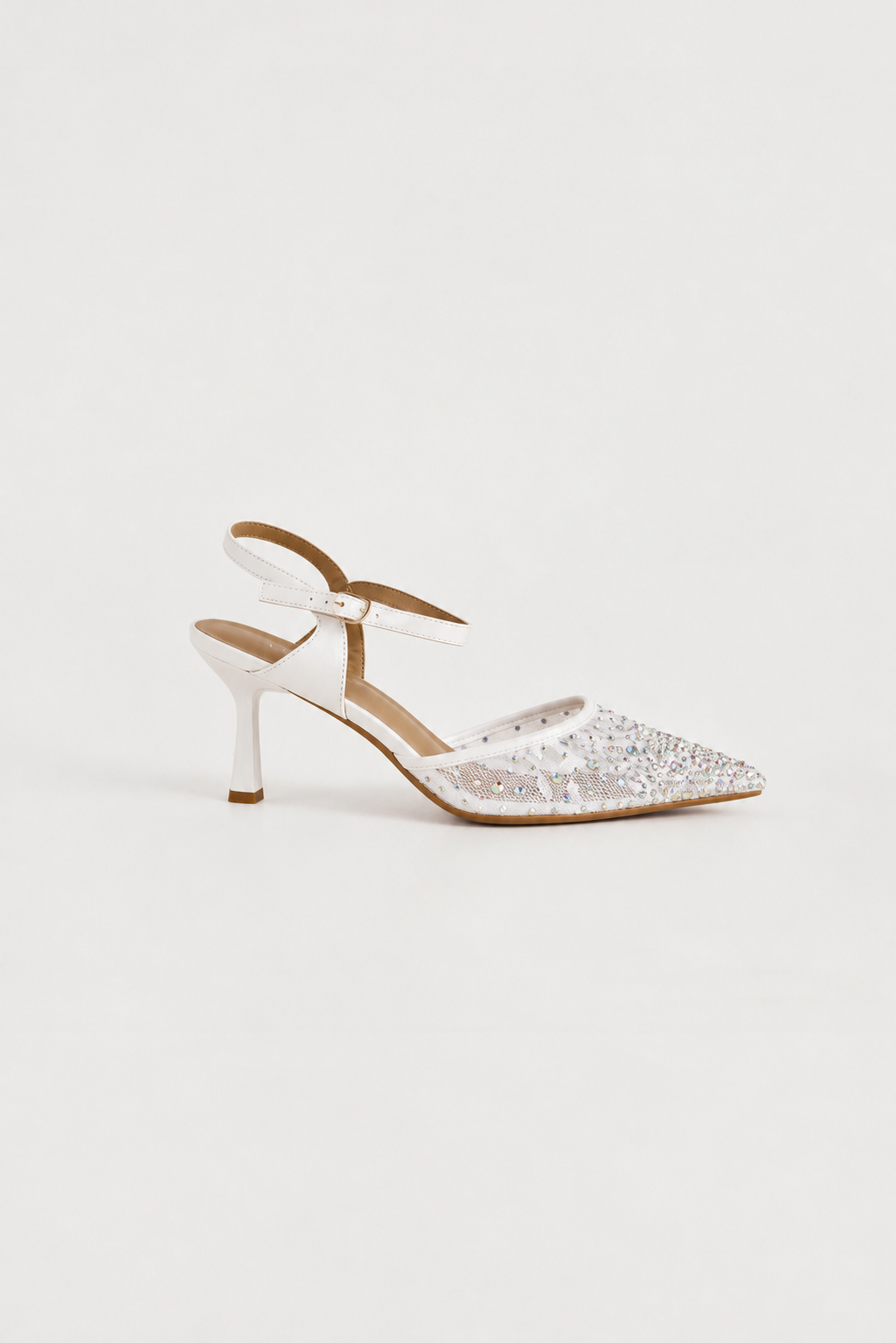 Matilda Heels - White Iridescent Rhinestone