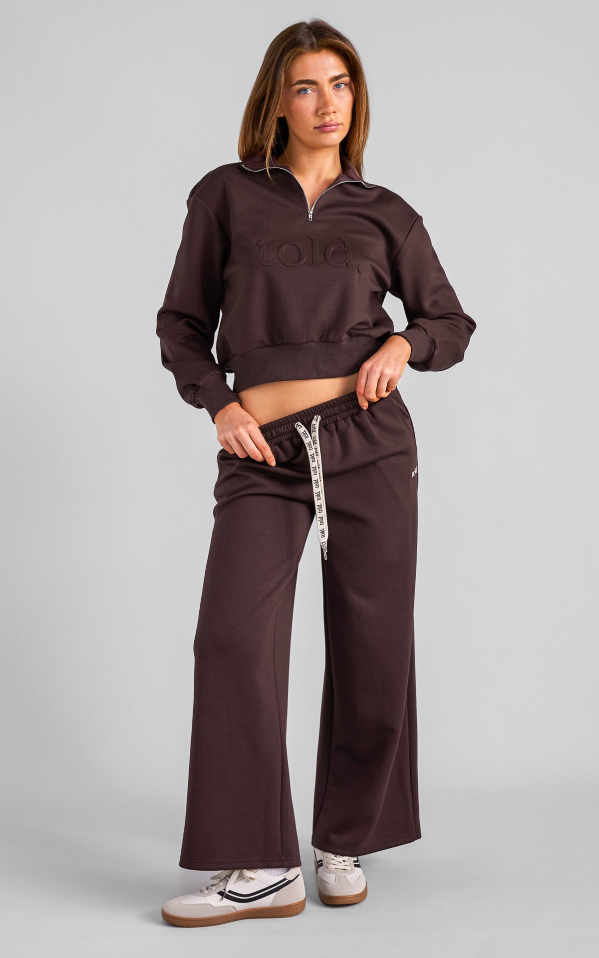 Miku Quarter Zip Sweater - Chocolate Brown