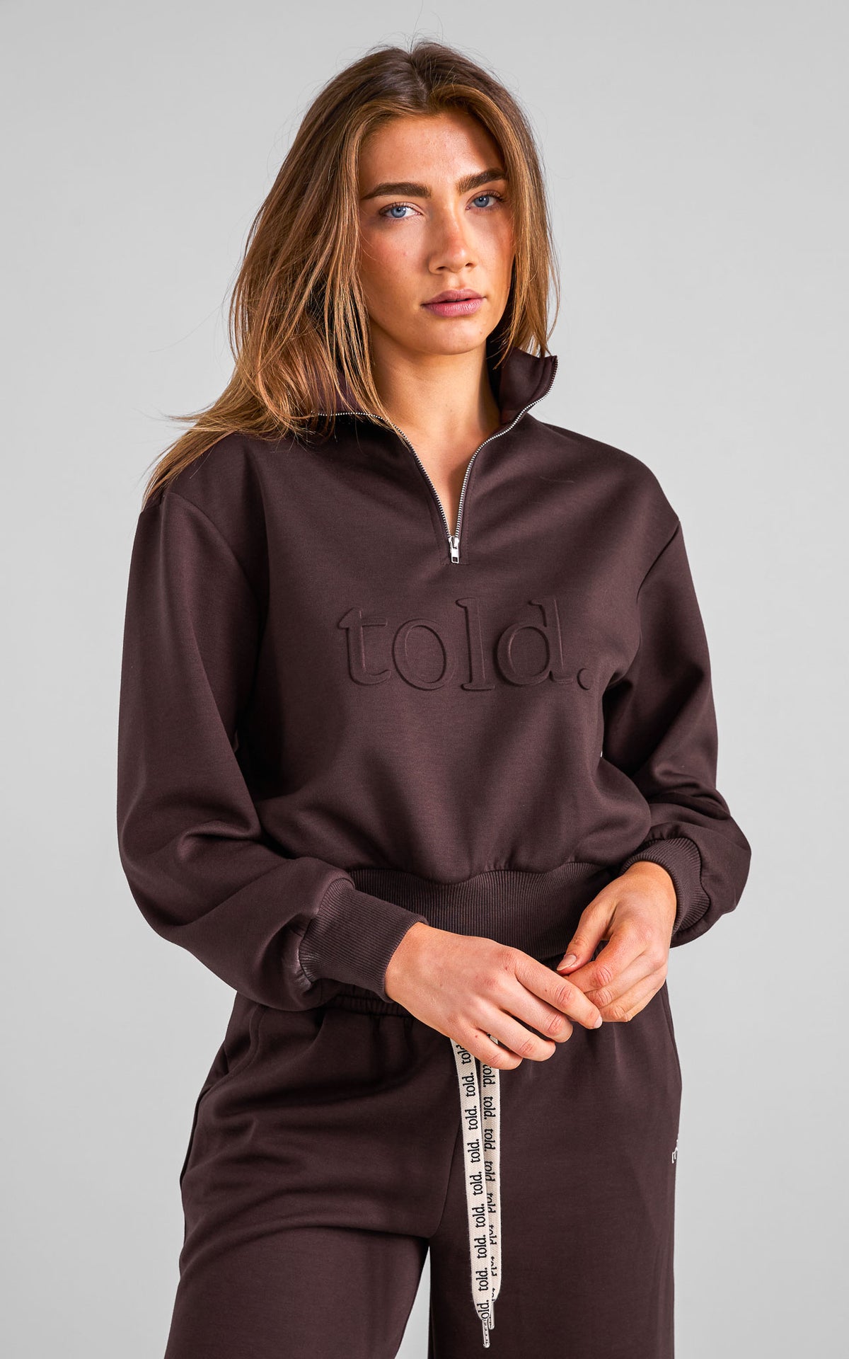 Miku Quarter Zip Sweater - Chocolate Brown