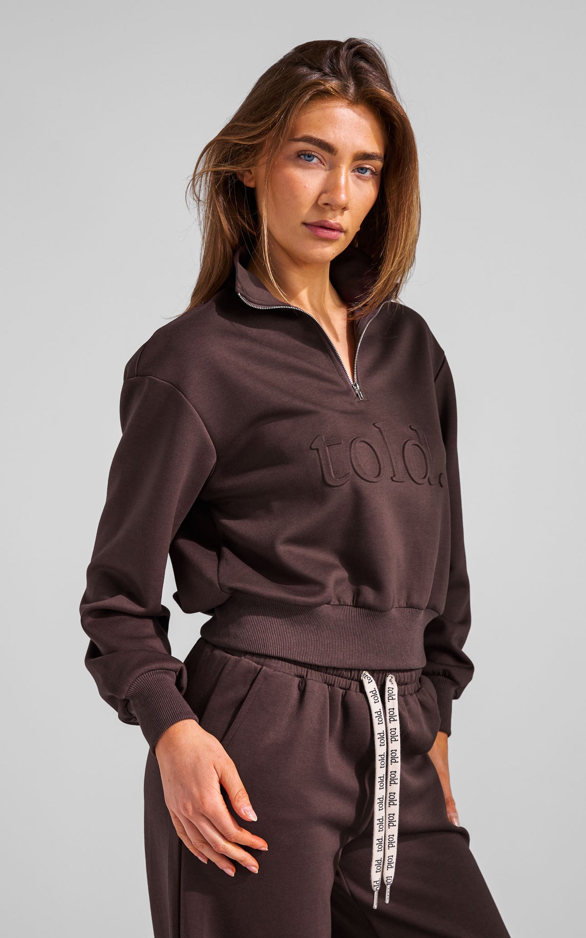 Miku Quarter Zip Sweater - Chocolate Brown