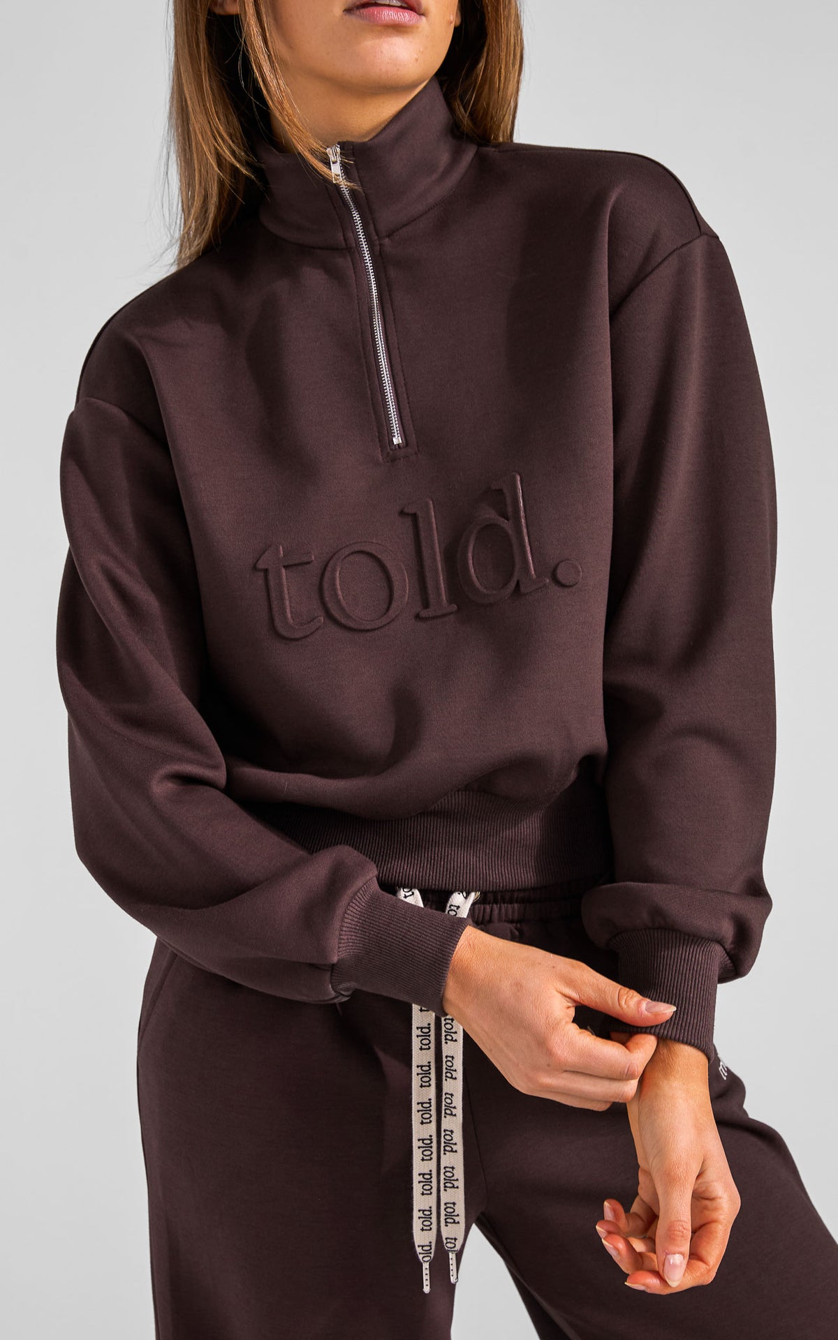 Miku Quarter Zip Sweater - Chocolate Brown