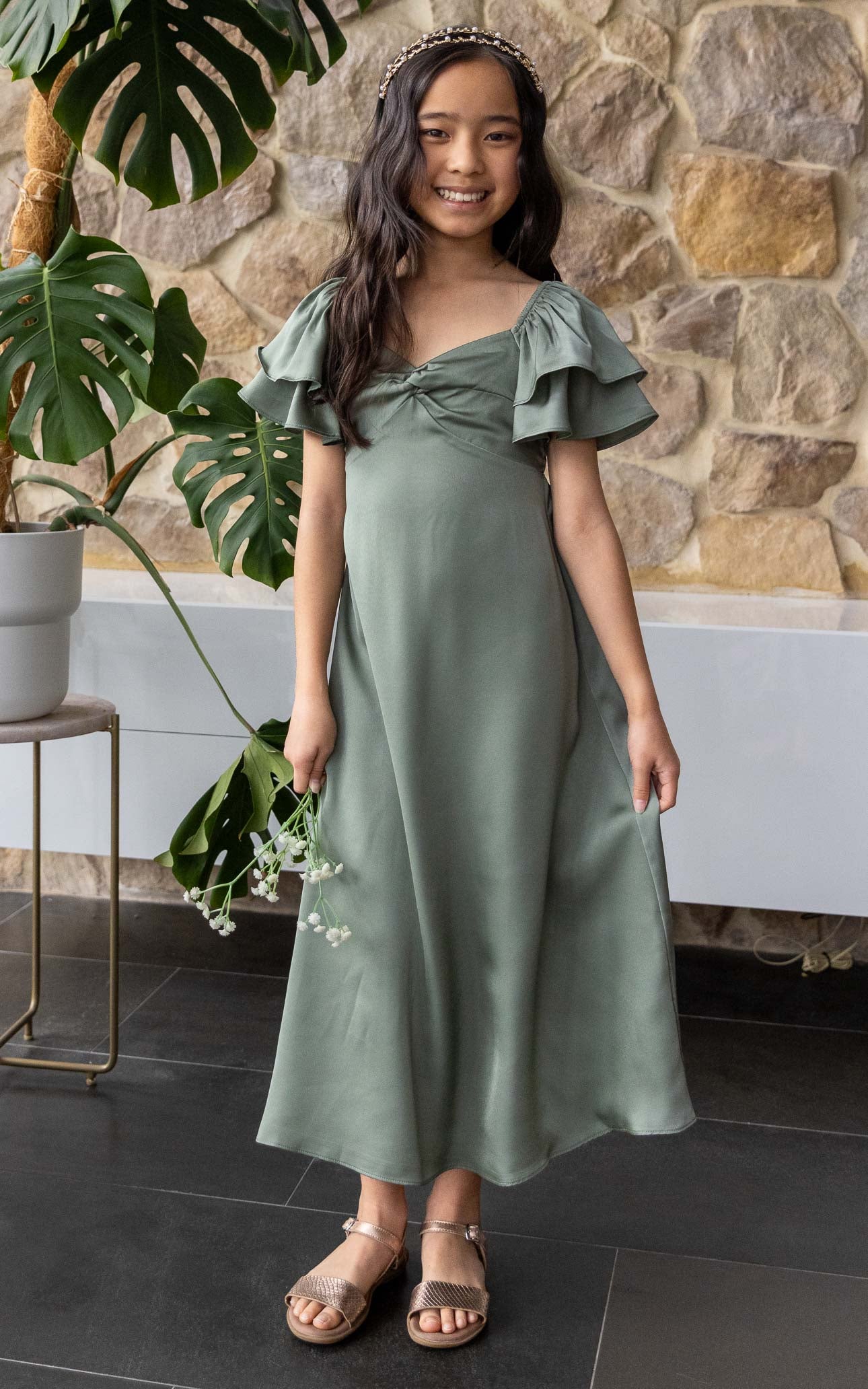 (PREORDER) In The Sky Kids Dress - Fern Green