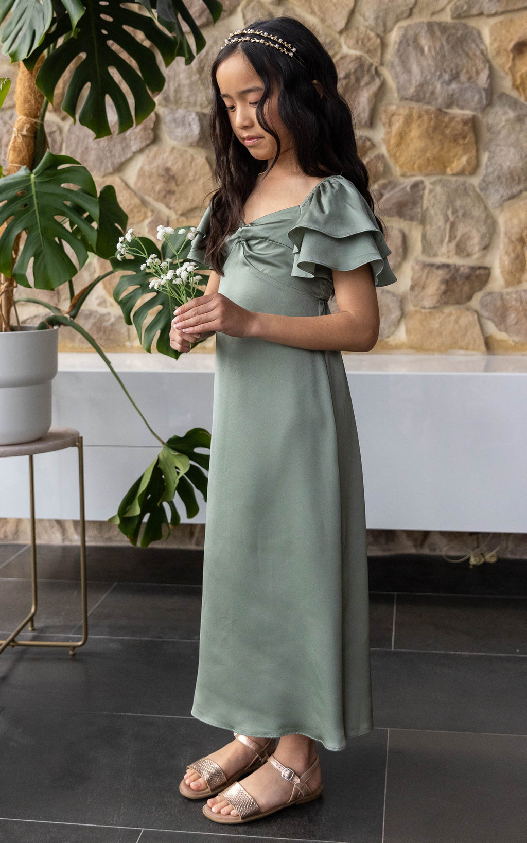 (PREORDER) In The Sky Kids Dress - Fern Green