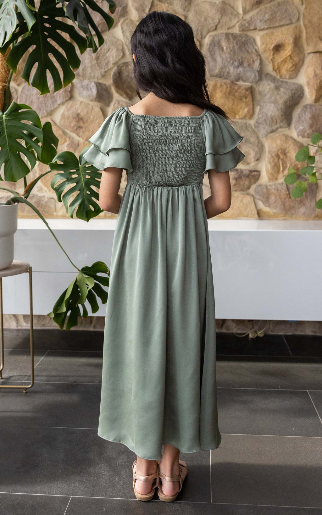 (PREORDER) In The Sky Kids Dress - Fern Green