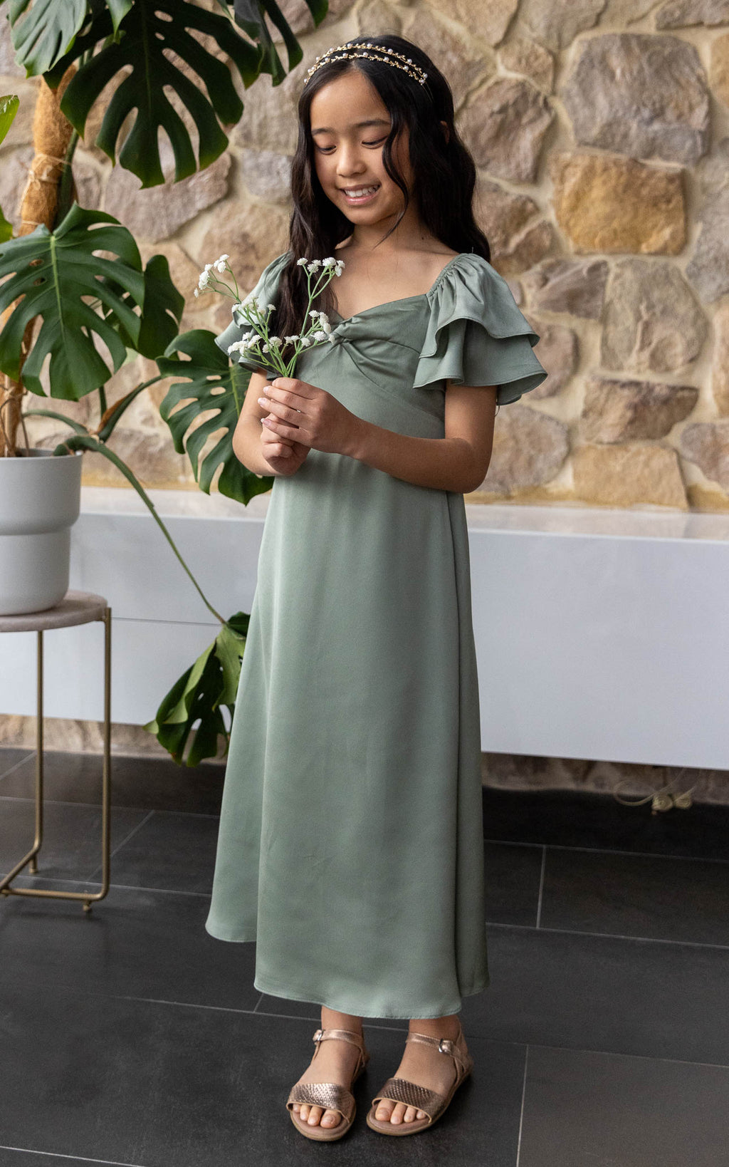 (PREORDER) In The Sky Kids Dress - Fern Green
