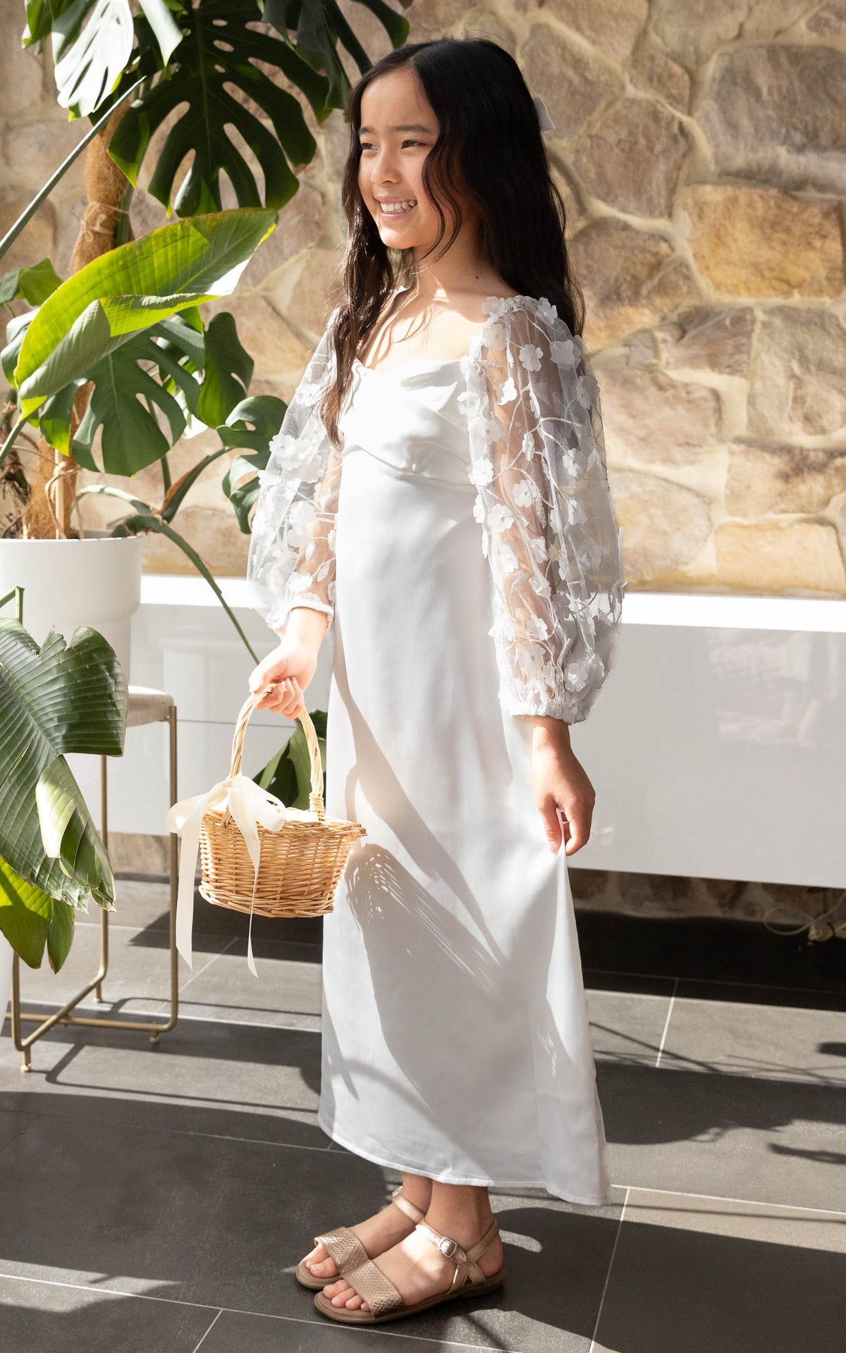 (PREORDER) Leana Kids Dress - White