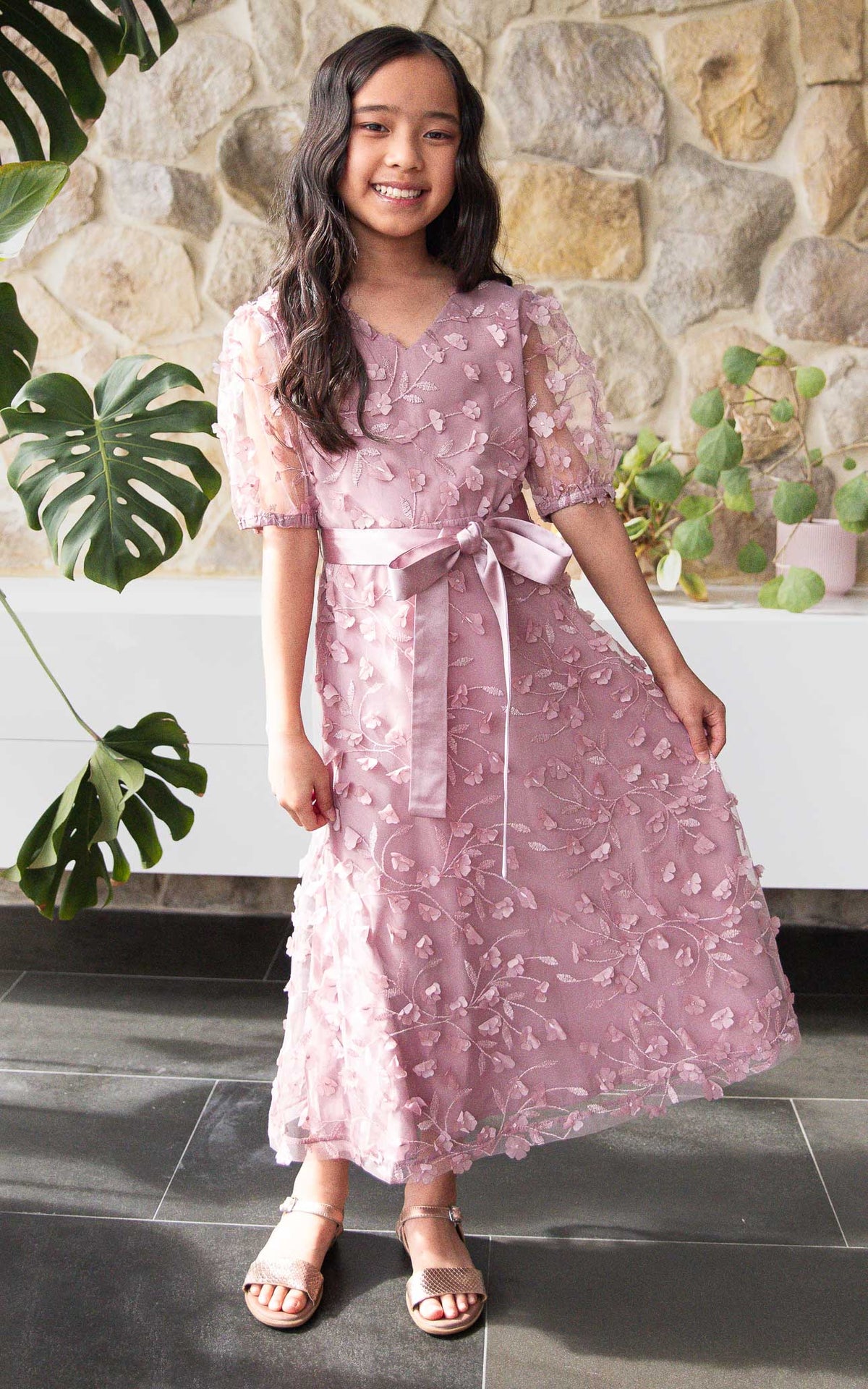 (PREORDER) Leonie Kids Dress - Dusty Pink