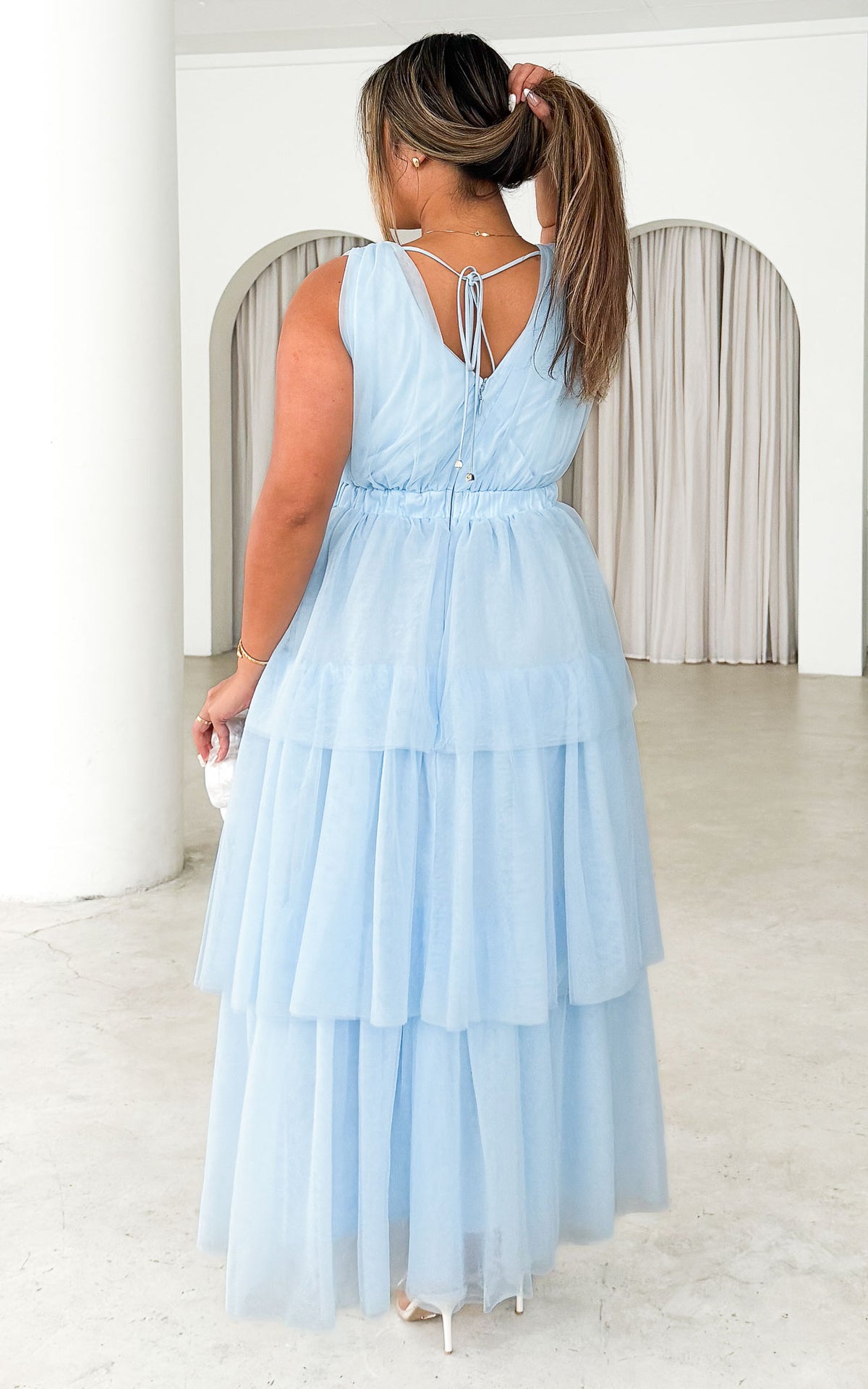 Monette Tulle Maxi Dress - Baby Blue