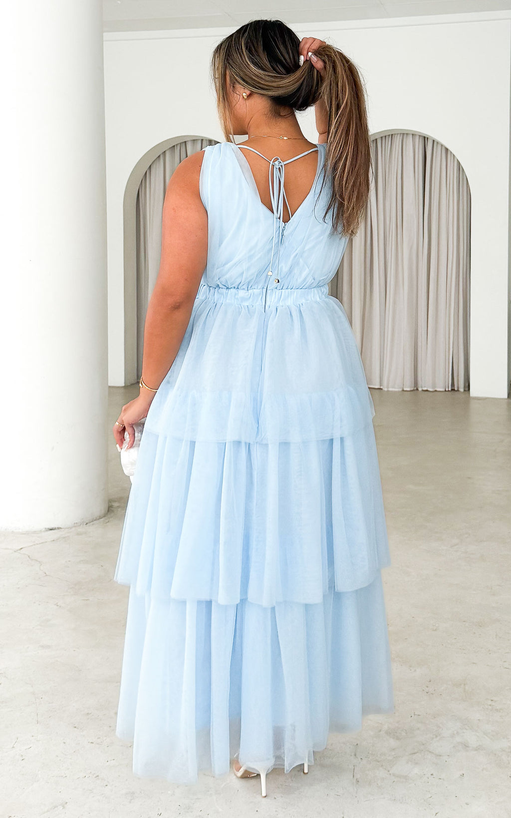 Monette Tulle Maxi Dress - Baby Blue