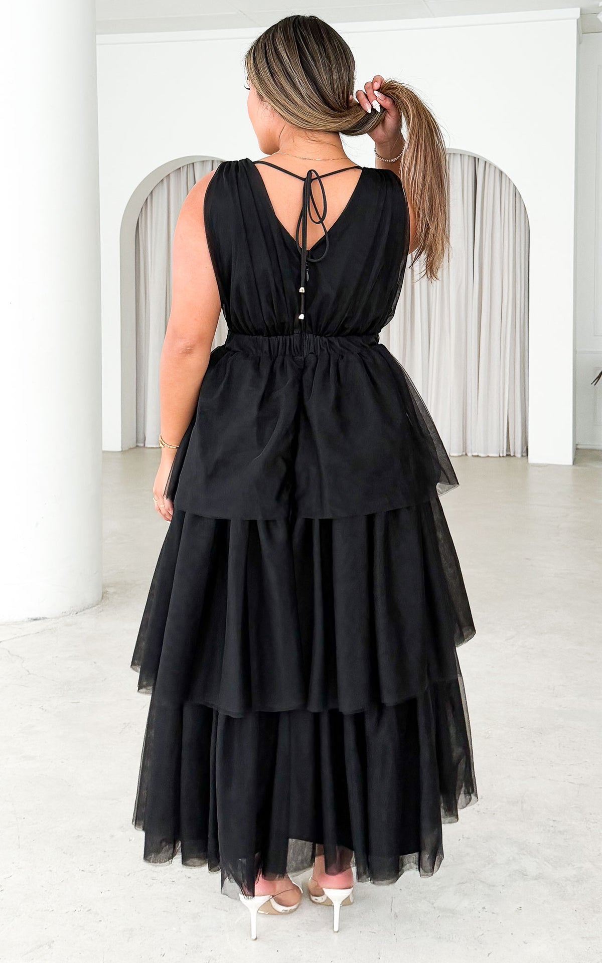 Monette Tulle Maxi Dress - Black