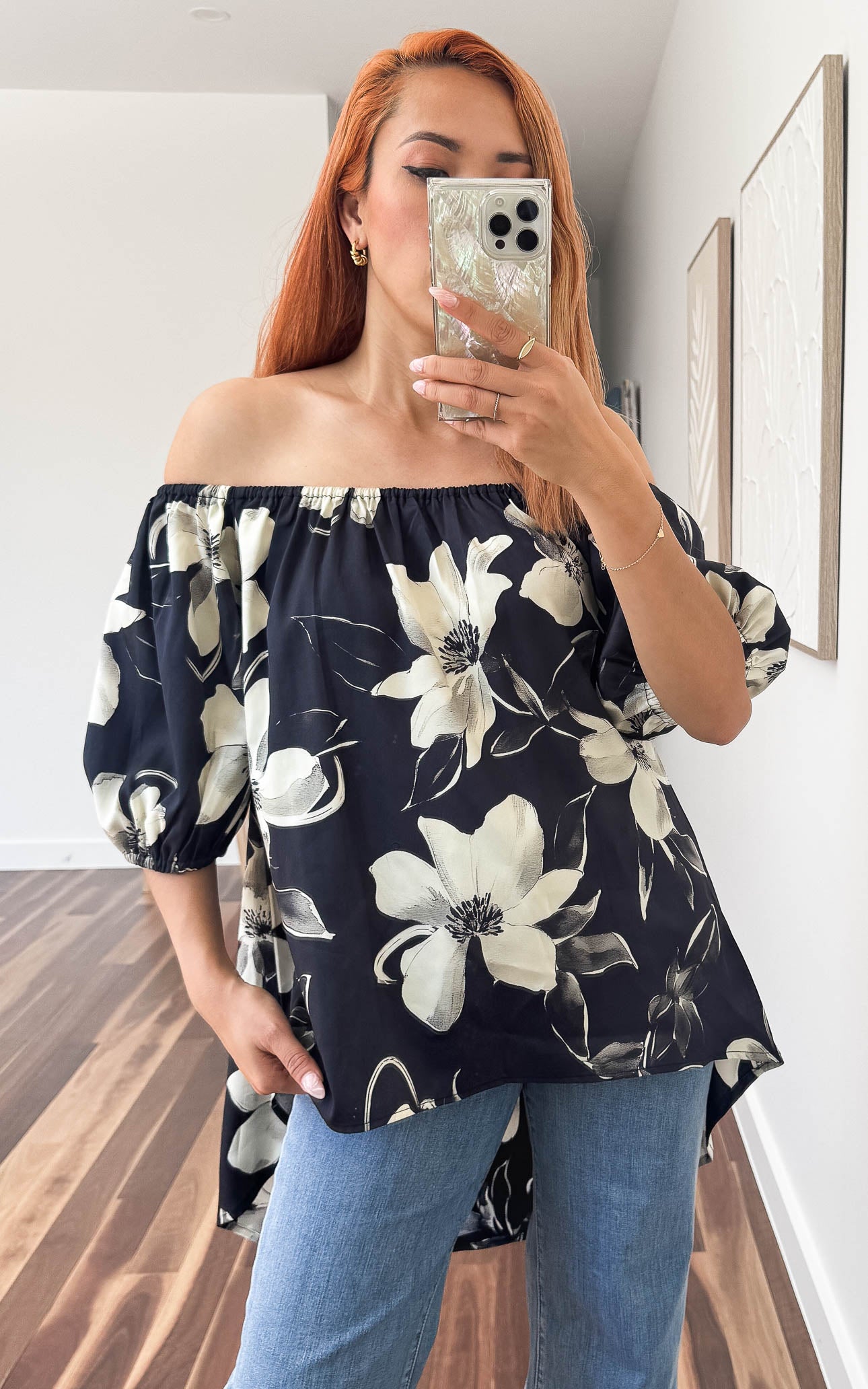 Myrtle Top - Charcoal Navy Floral