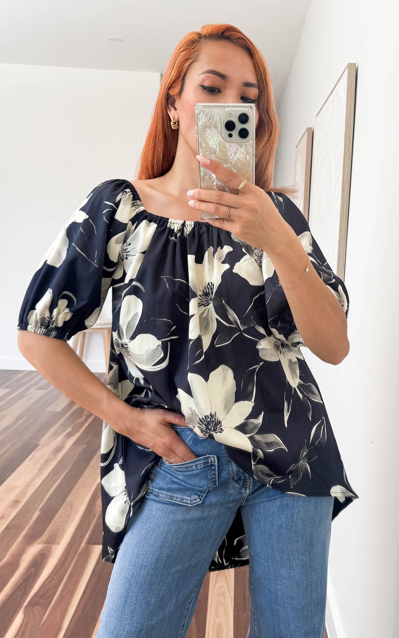Myrtle Top - Charcoal Navy Floral