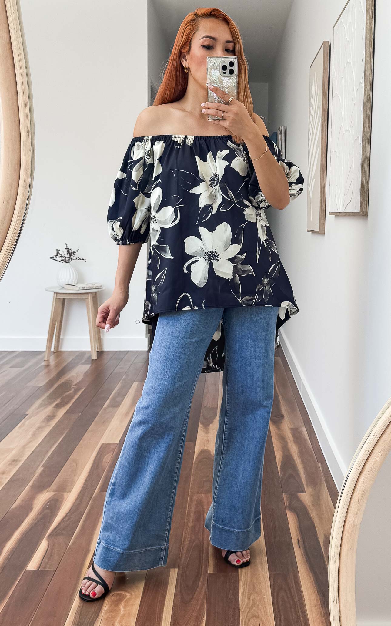 Myrtle Top - Charcoal Navy Floral