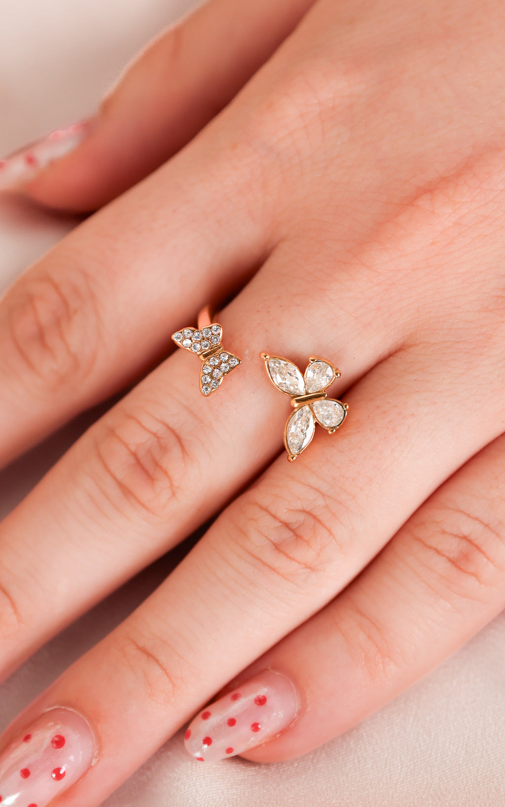 Nabi Ring - Gold Twin Diamante Butterfly