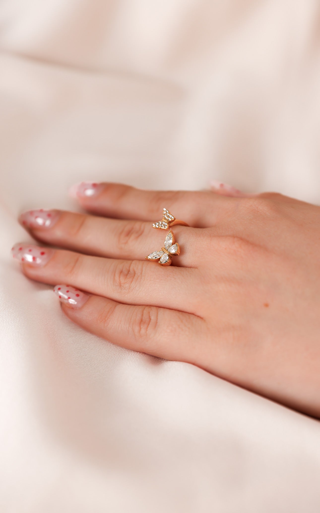 Nabi Ring - Gold Twin Diamante Butterfly