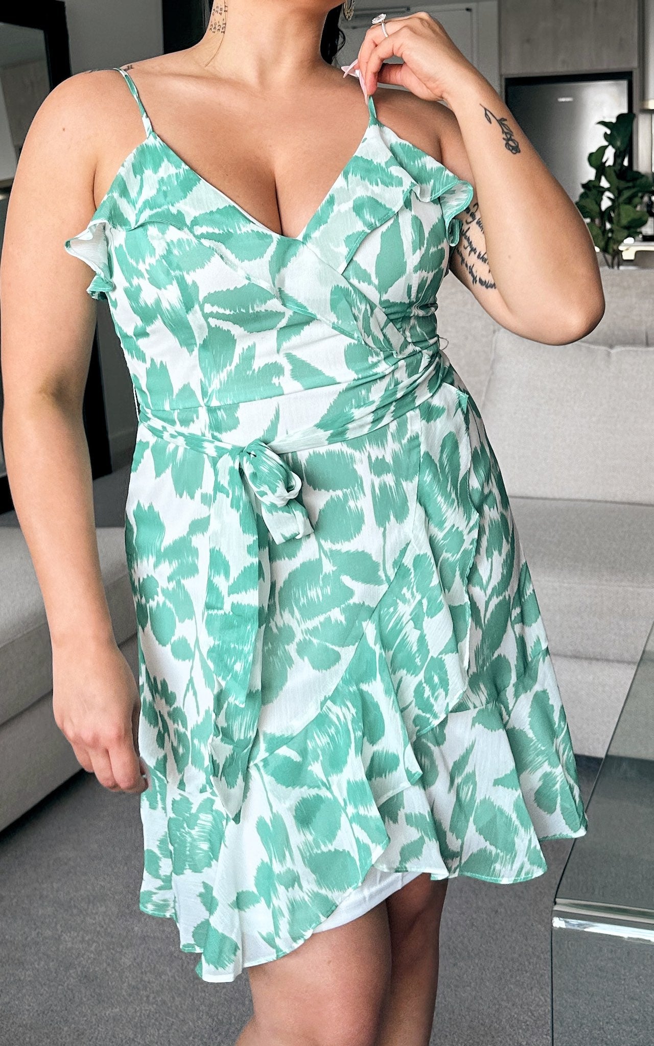 Amario Mini Dress - Green Floral