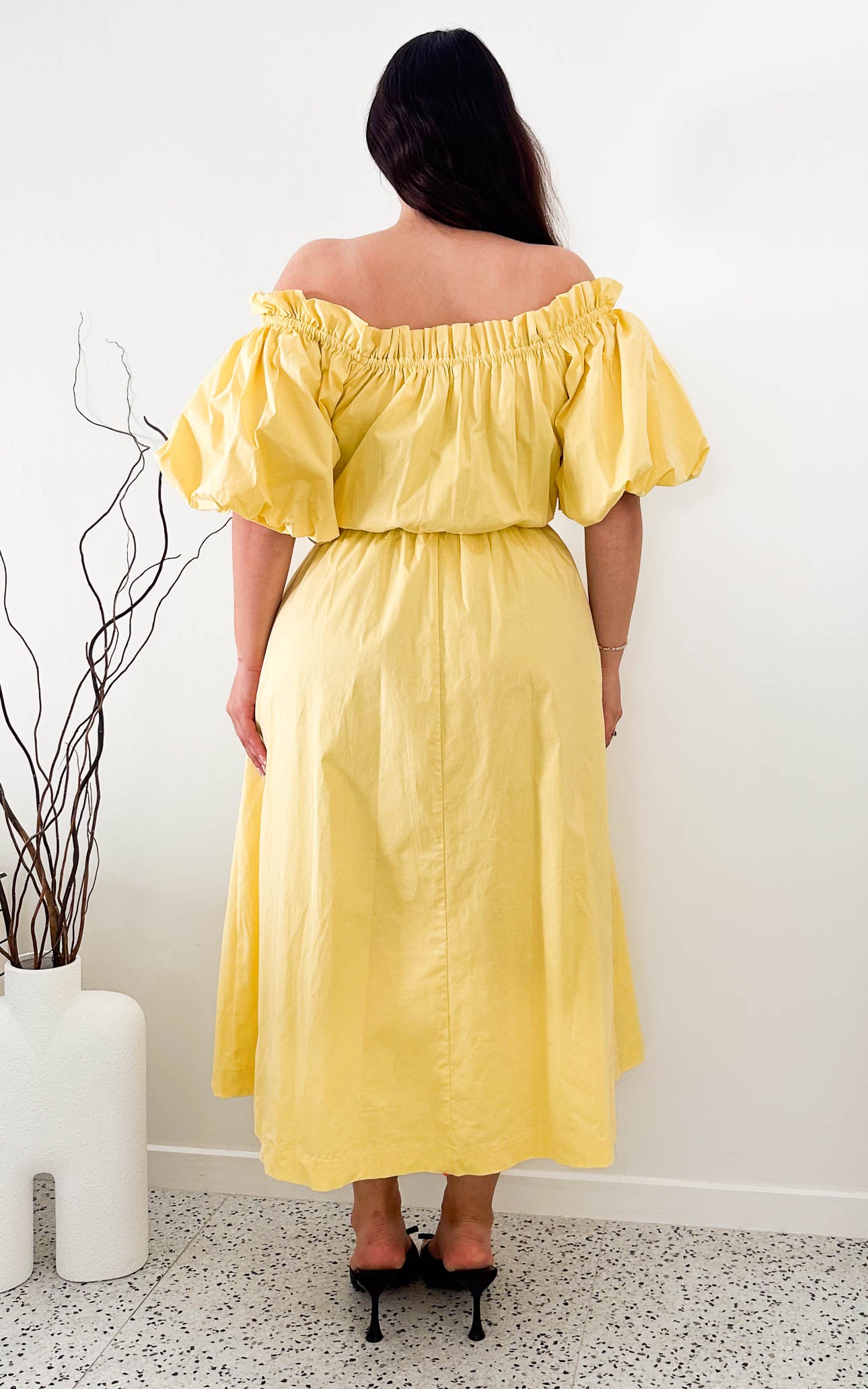 Nadine Midi Dress - Lemon Yellow