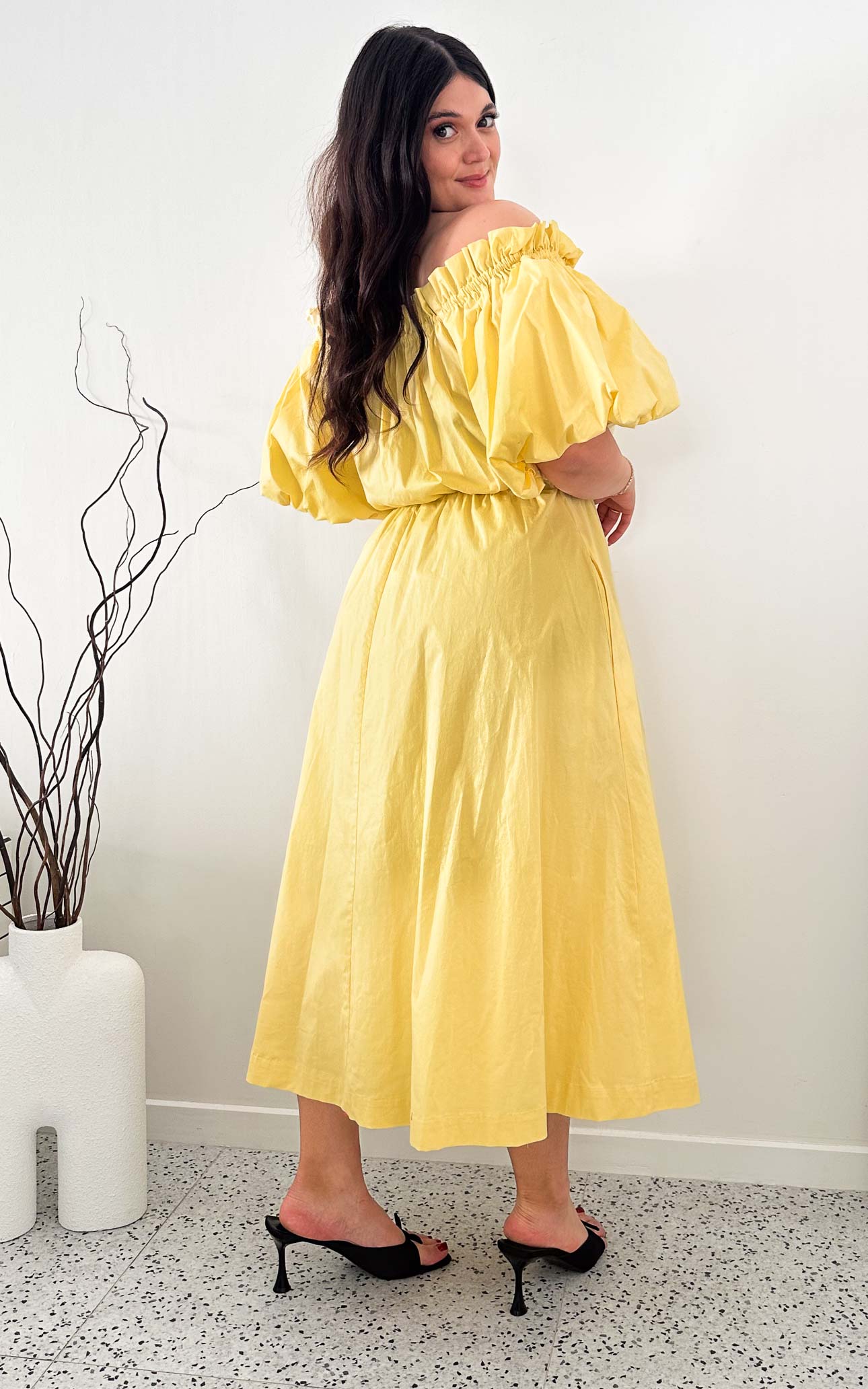 Nadine Midi Dress - Lemon Yellow