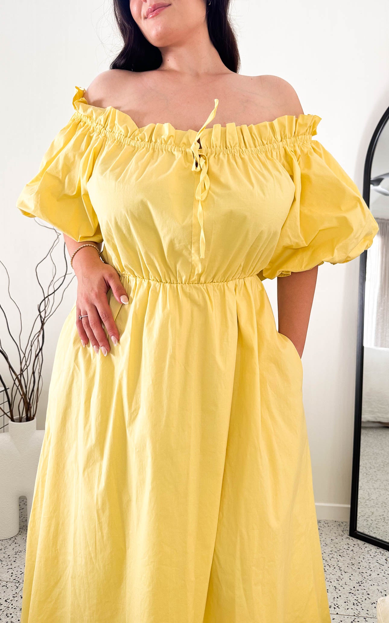 Nadine Midi Dress - Lemon Yellow