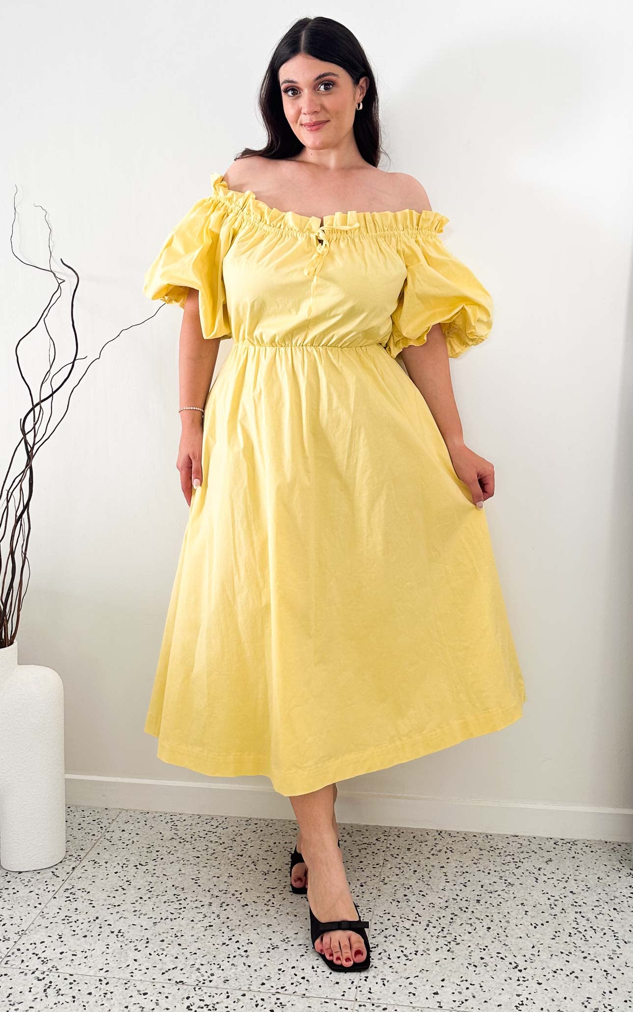 Nadine Midi Dress - Lemon Yellow