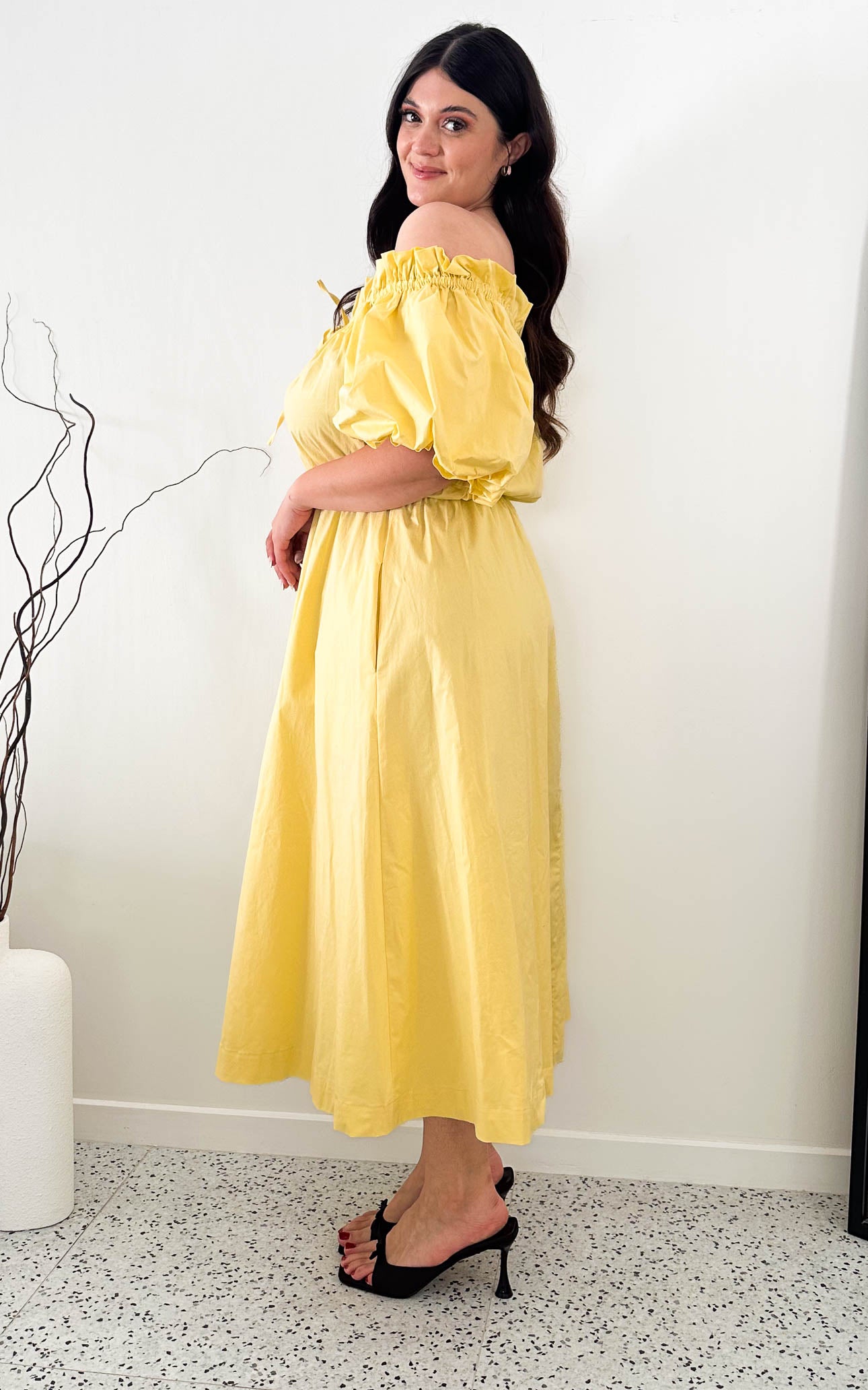 Nadine Midi Dress - Lemon Yellow