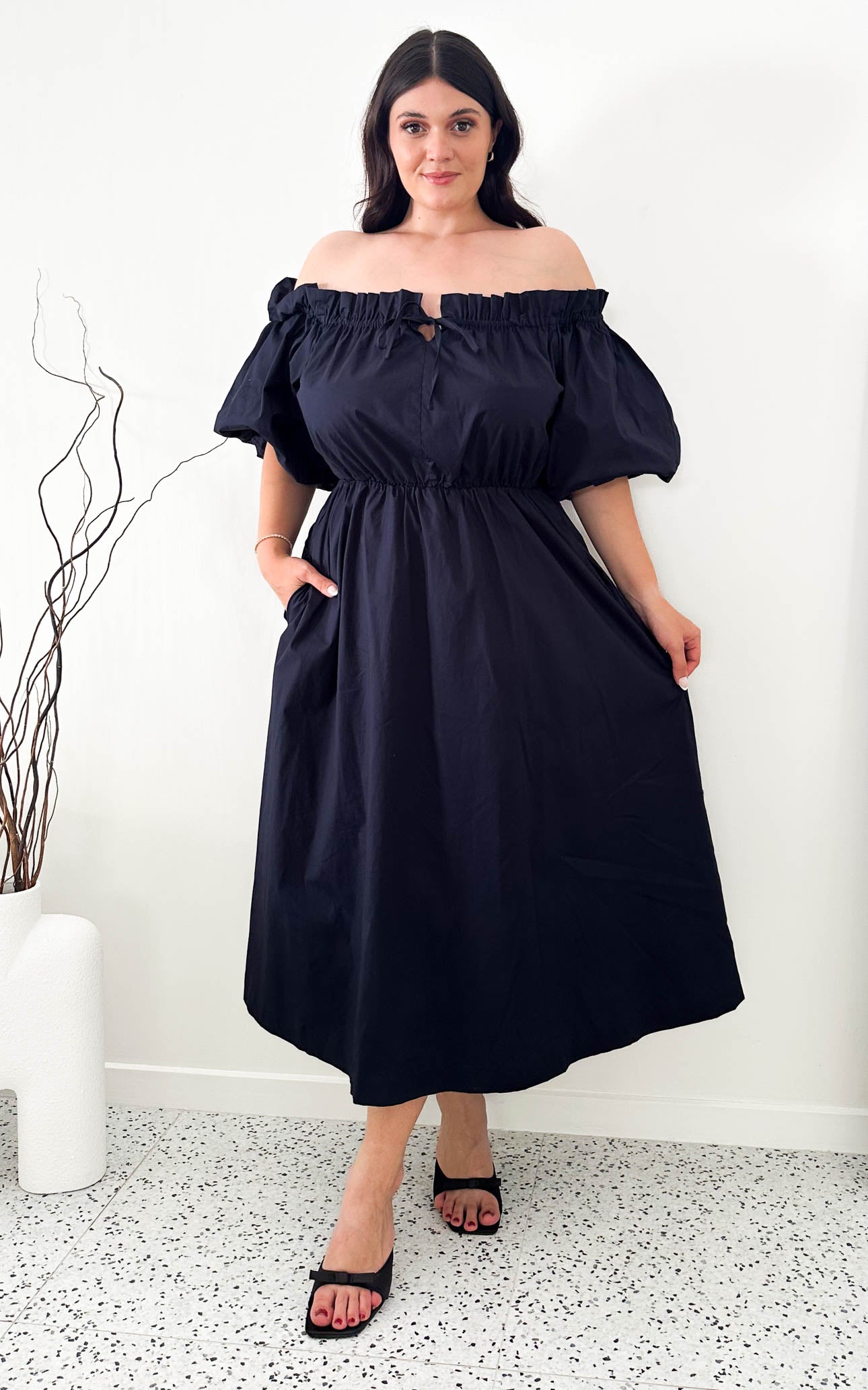 Nadine Midi Dress - Dark Navy