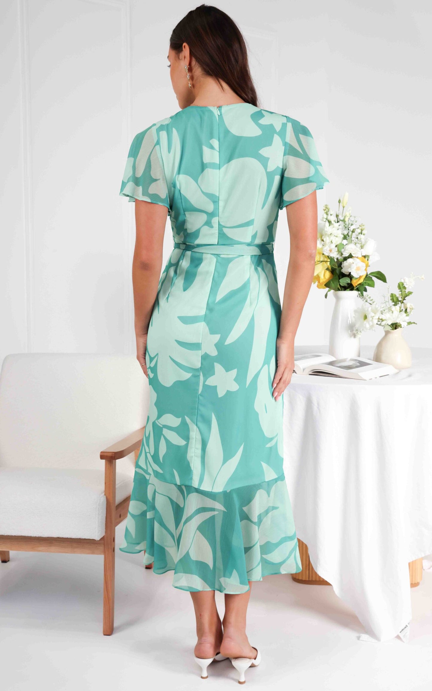 Nala Maxi Dress - Teal Blue Floral