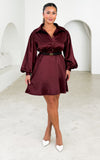 Nami Long Sleeve Mini Dress - Wine