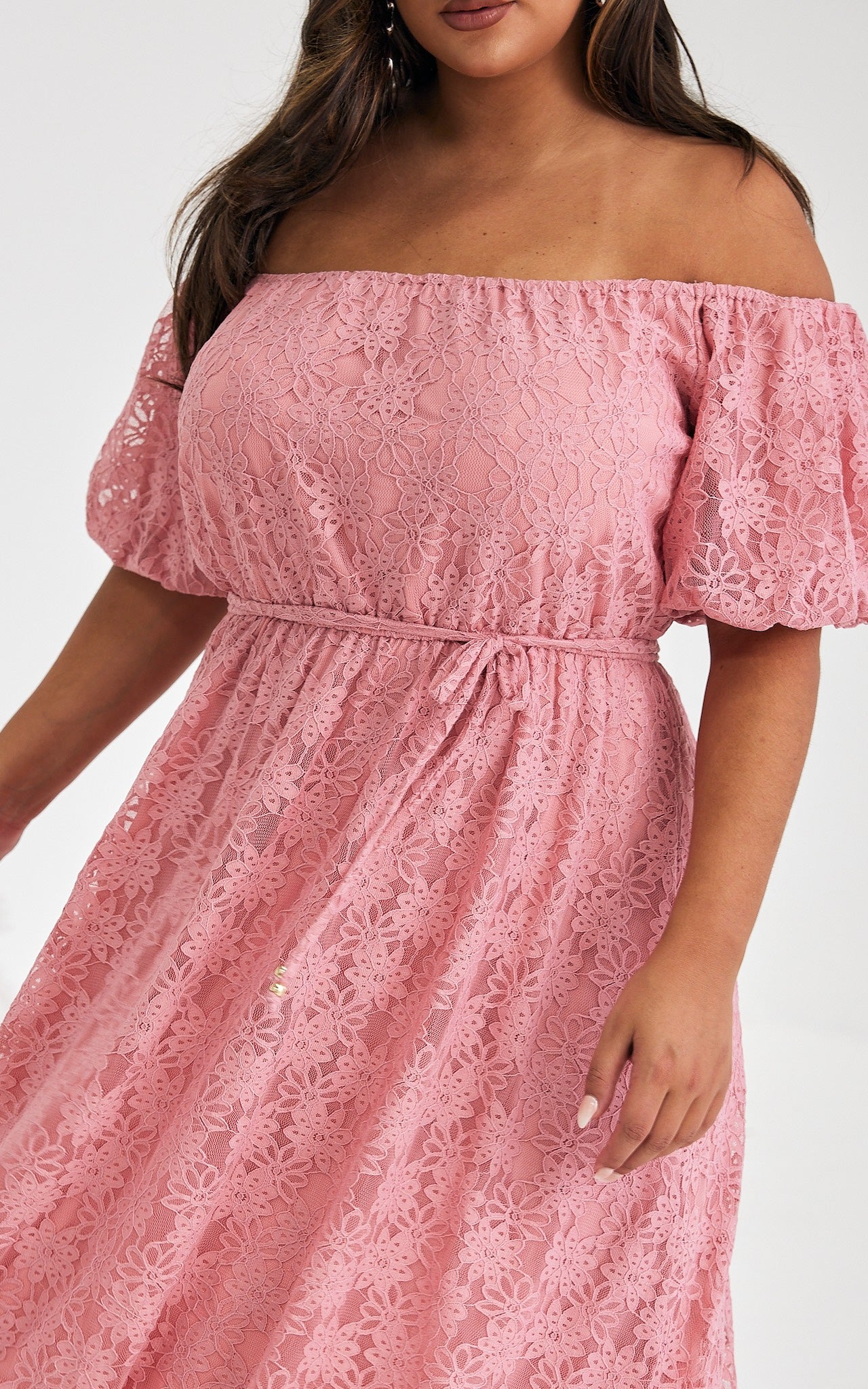 Nara Midi Dress - Rose Pink Lace