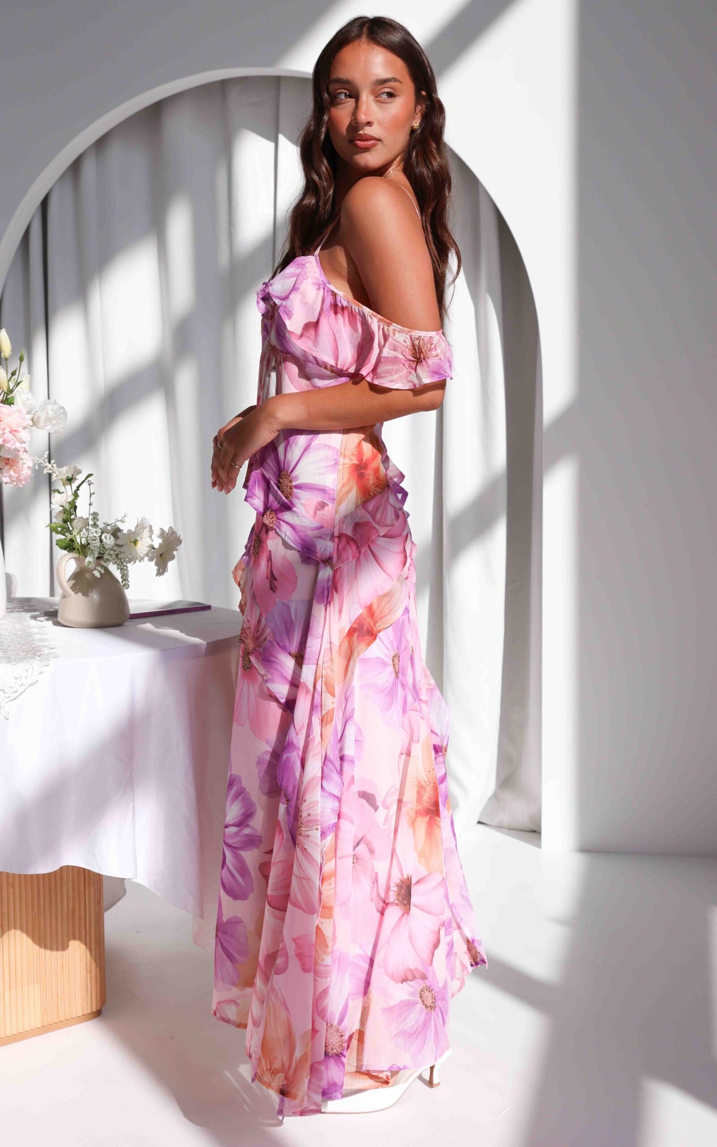 Natalie Maxi Dress - Pink Lilac Floral