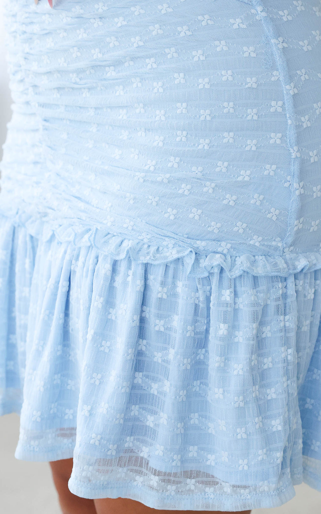 Natasha Mesh Mini Dress - Blue Texture