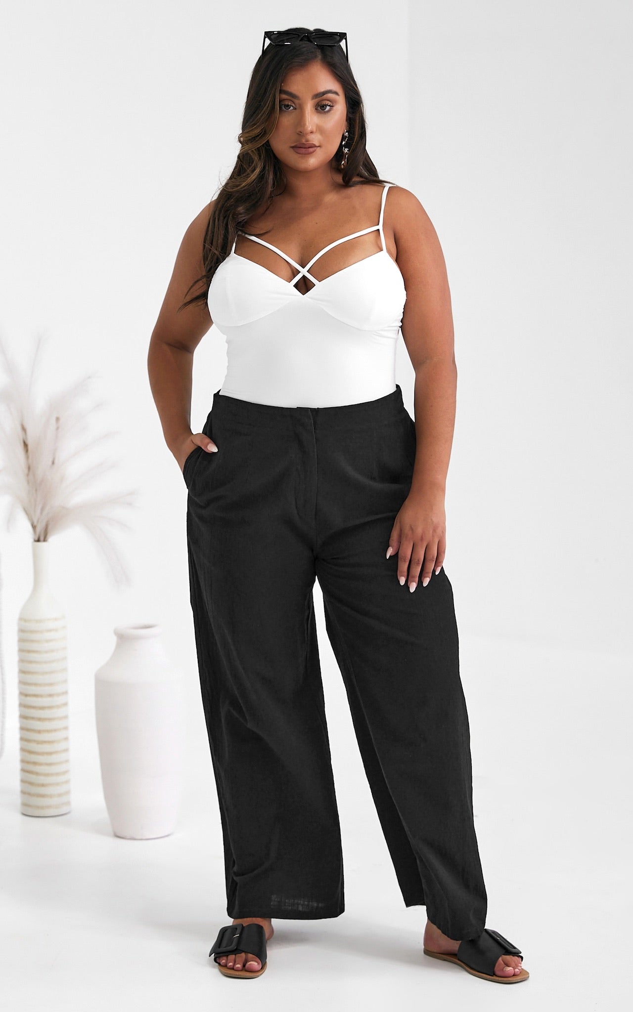 Daya Wide Leg Pants - Black