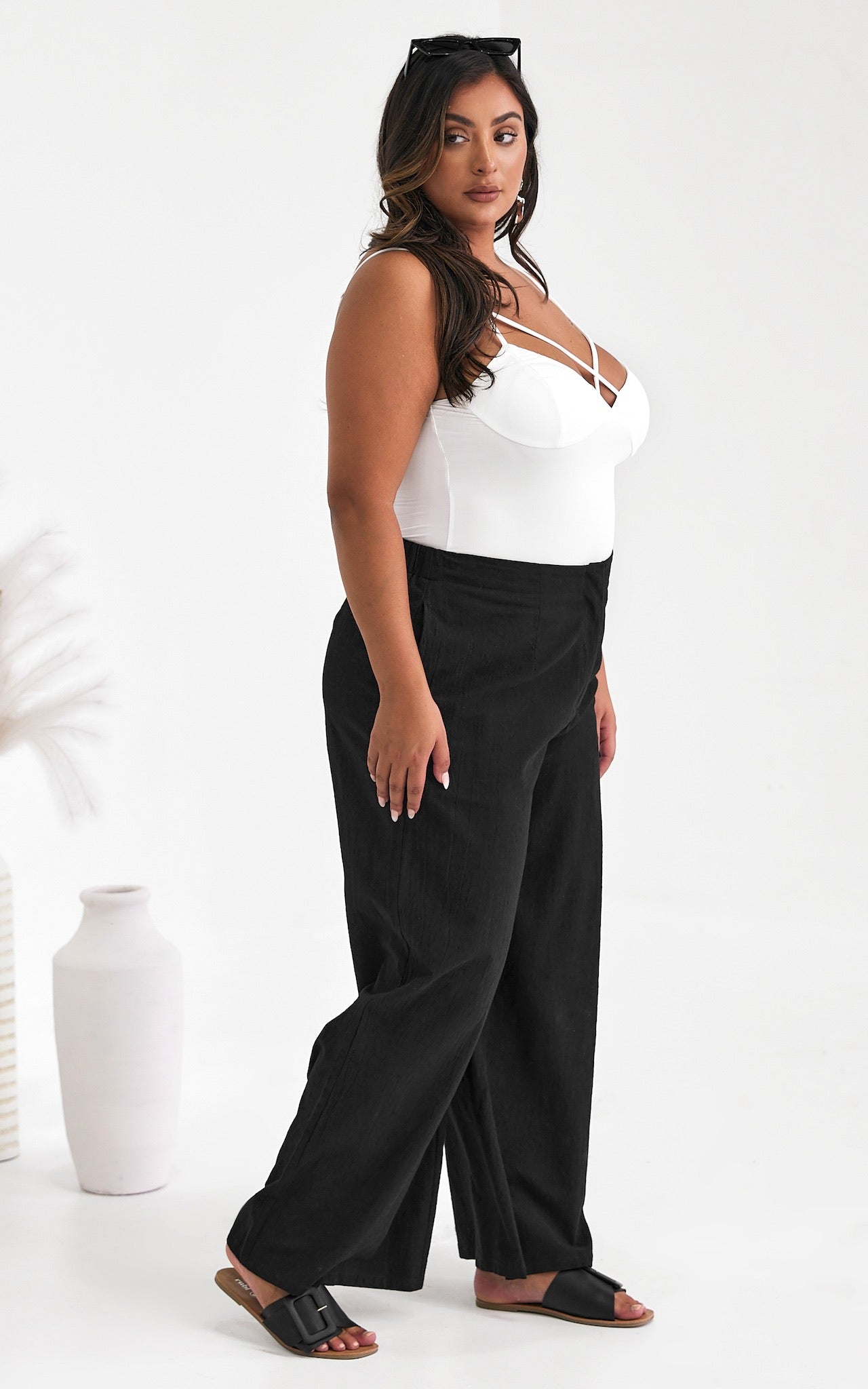 Daya Wide Leg Pants - Black