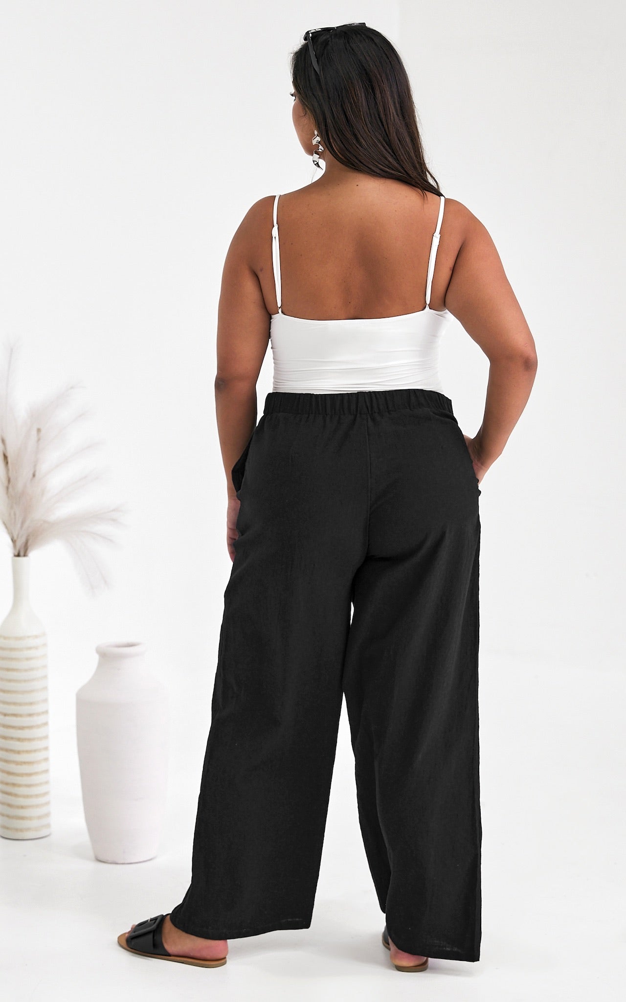 Daya Wide Leg Pants - Black