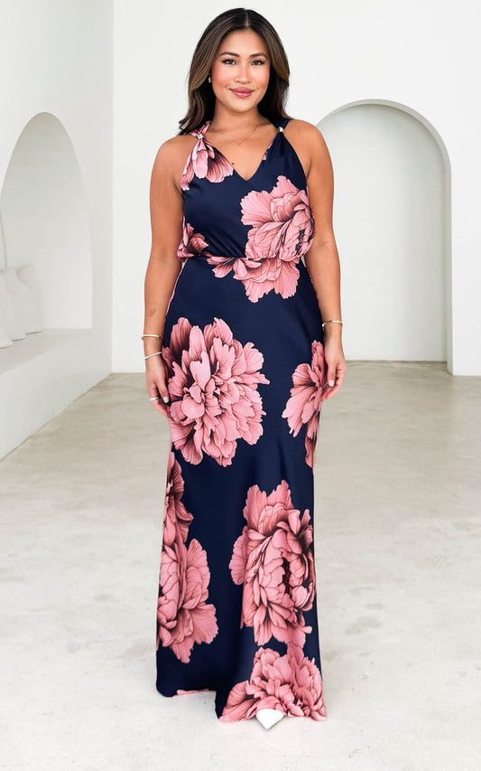 Nicco Maxi Dress - Navy Pink Floral