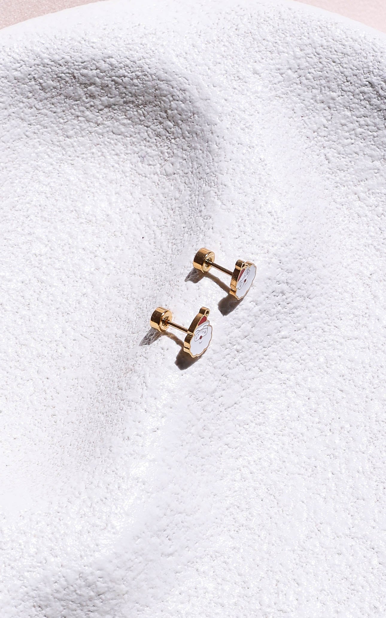 Noel Dainty Stud Earrings - Gold Santa Face
