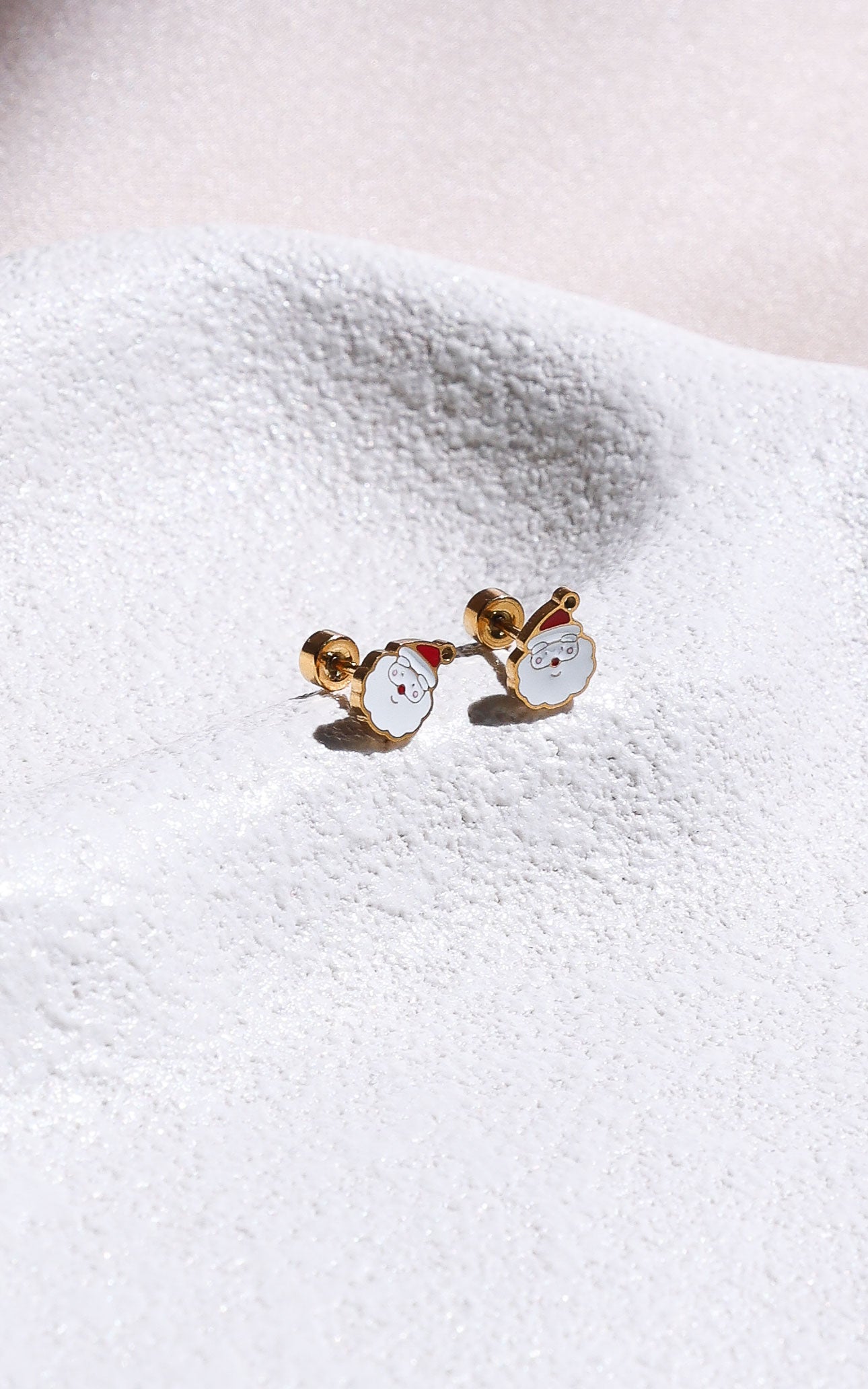 Noel Dainty Stud Earrings - Gold Santa Face