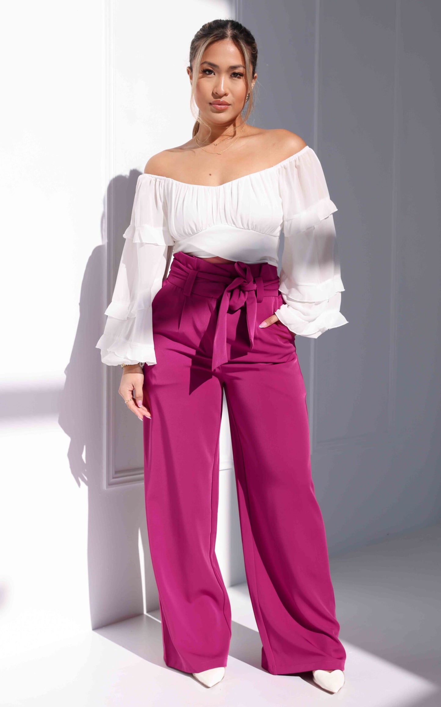 Nookie Wide Leg Pants - Plum