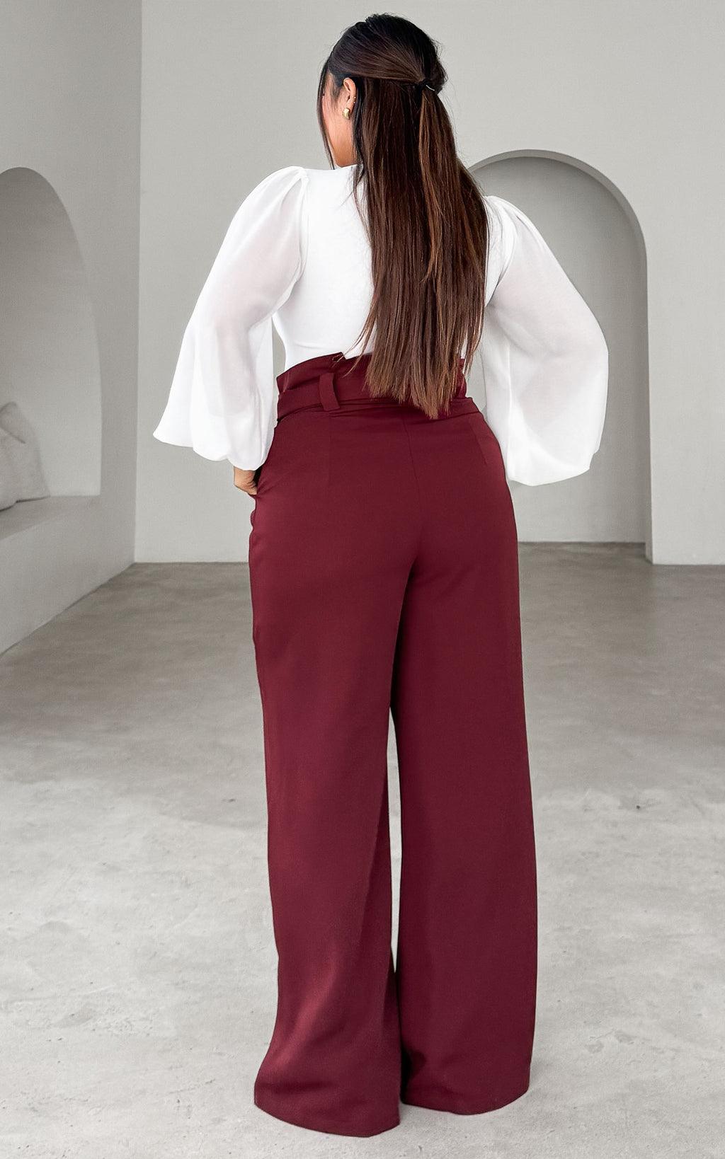 Nookie Wide Leg Pants - Burgundy