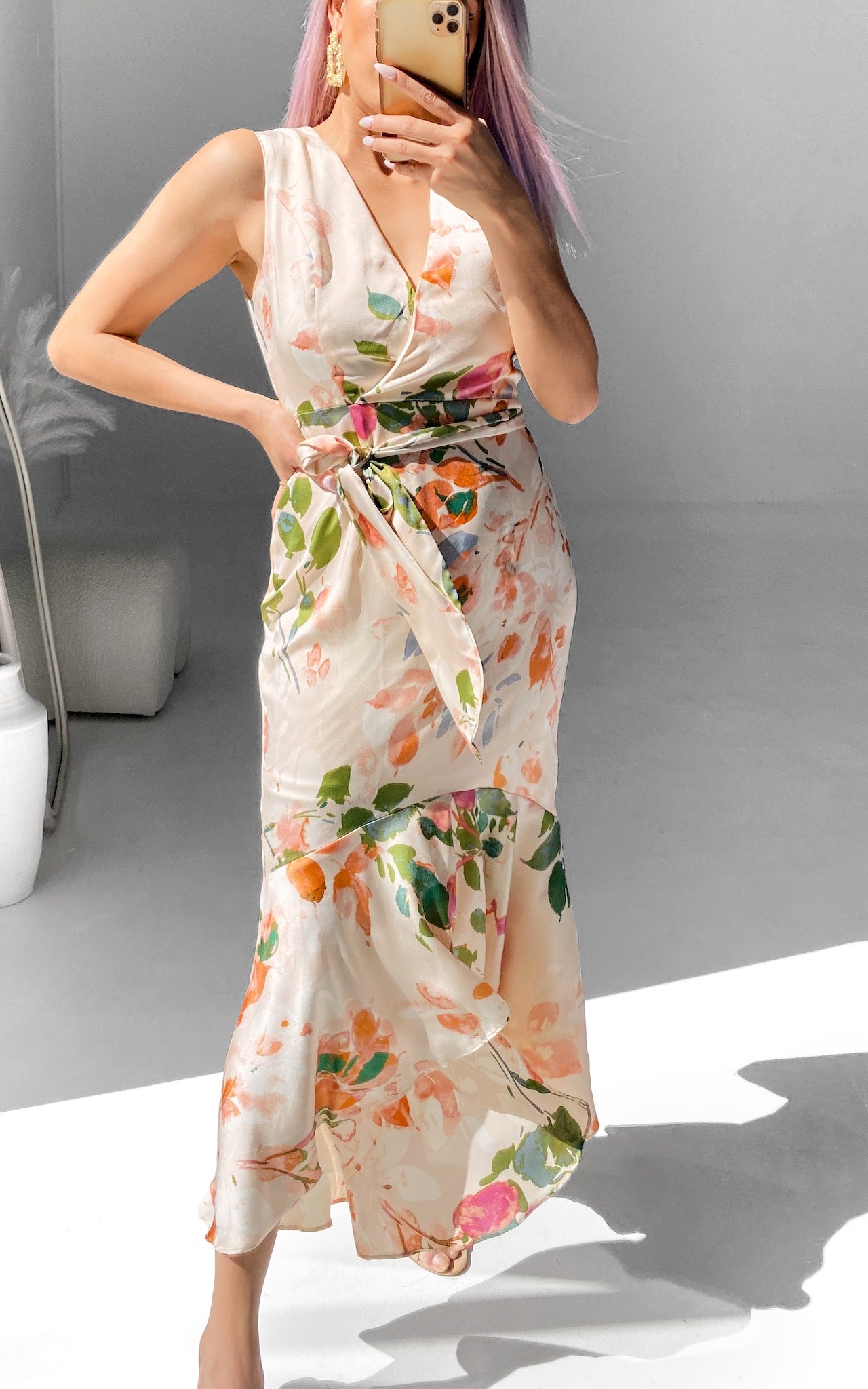 Darcy Maxi Dress - Beige Floral