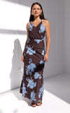 Nicco Maxi Dress - Chocolate Blue Floral