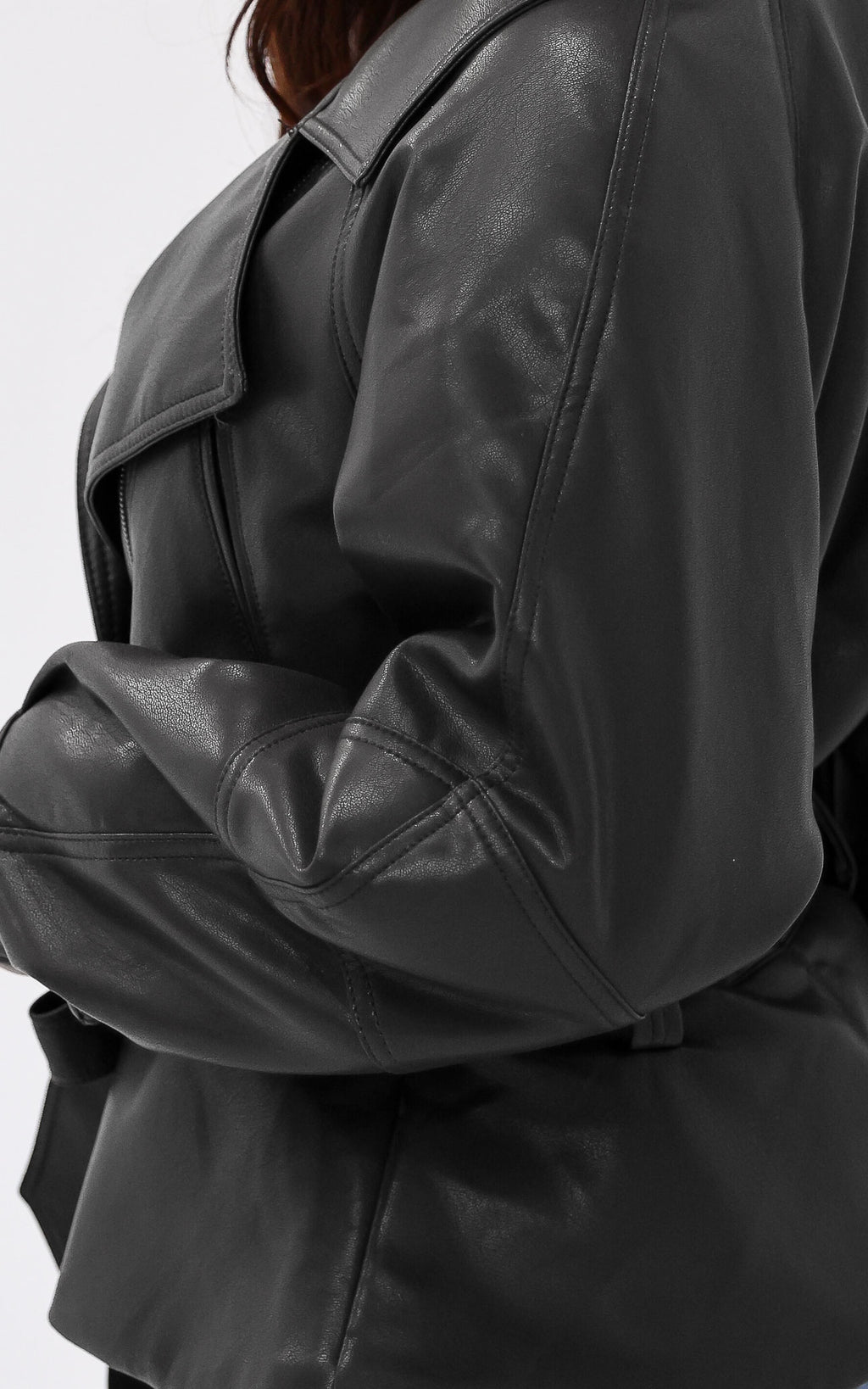 Nina Faux Leather Jacket - Black