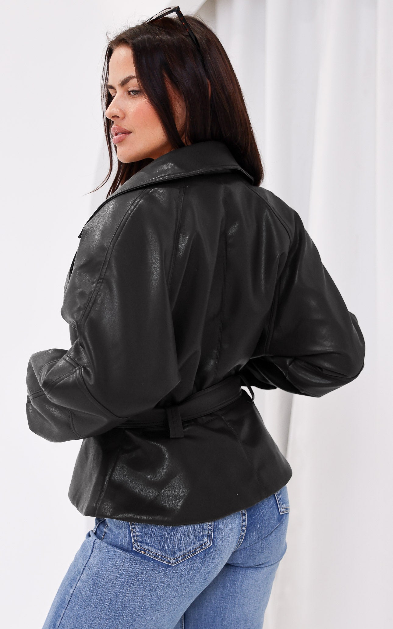 Nina Faux Leather Jacket - Black