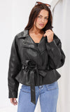 Nina Faux Leather Jacket - Black